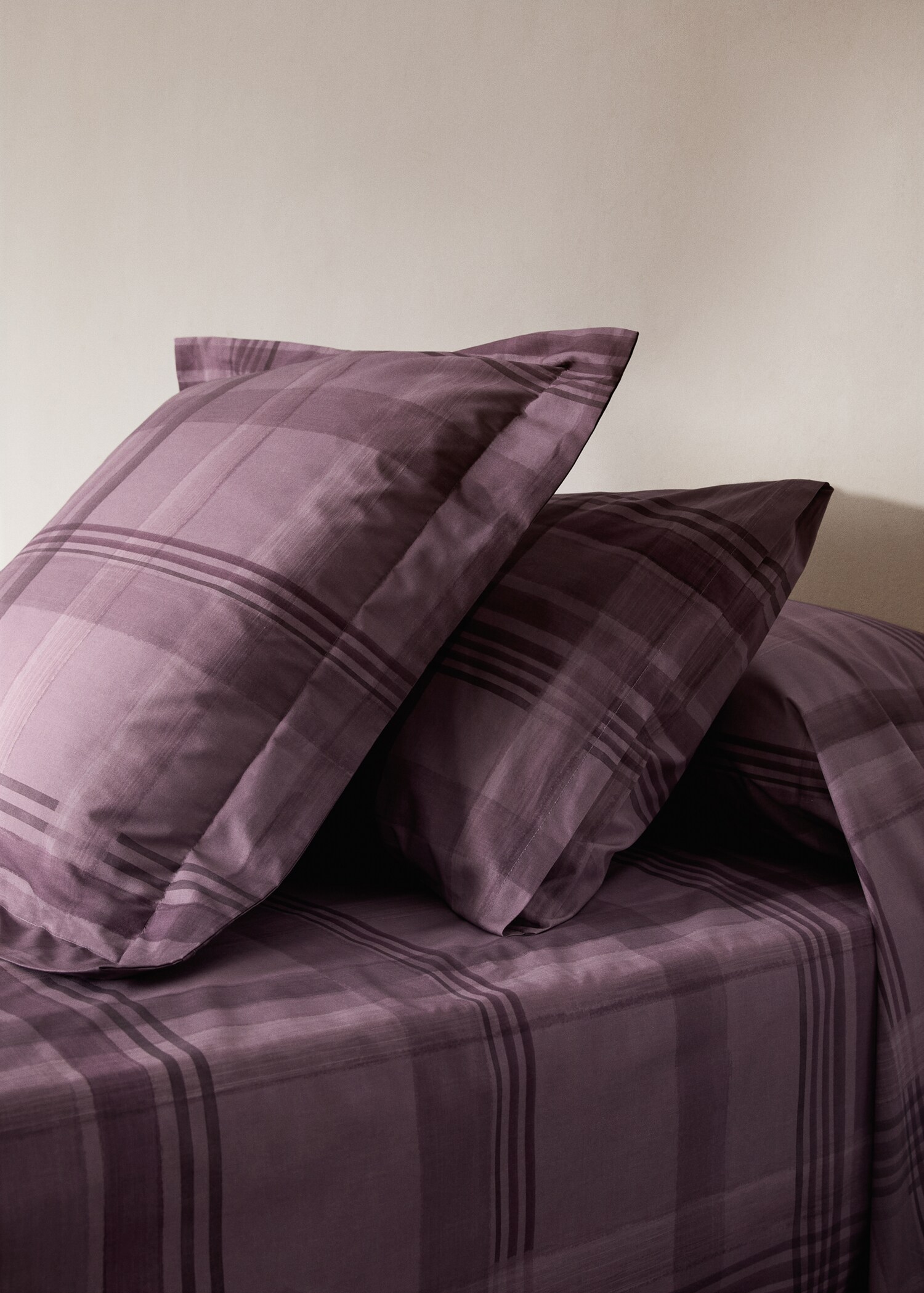 Watercolour check print percale cotton pillow cover 60x60 cm - General plane