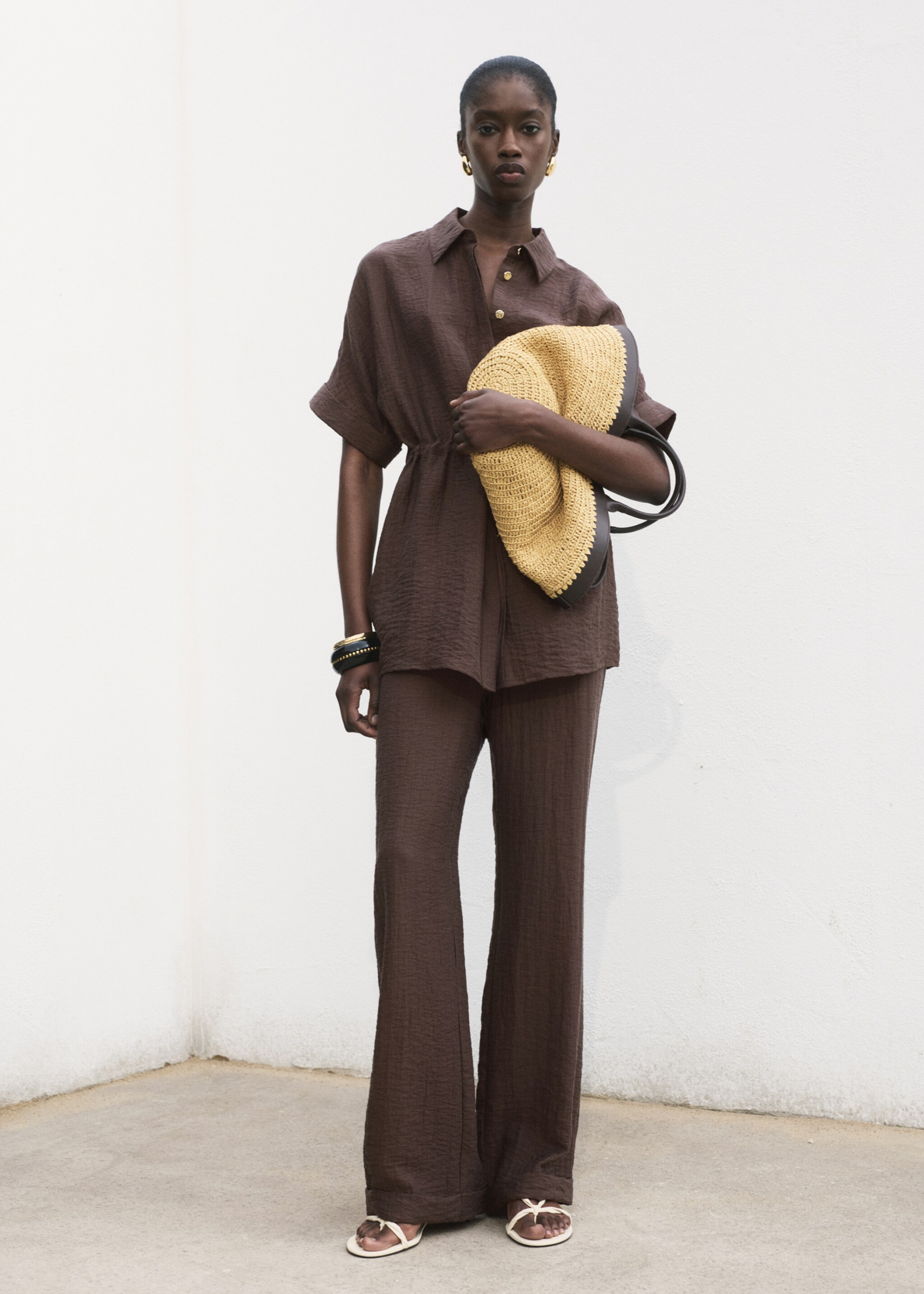 Lyocell trousers with elastic waistband - General plane