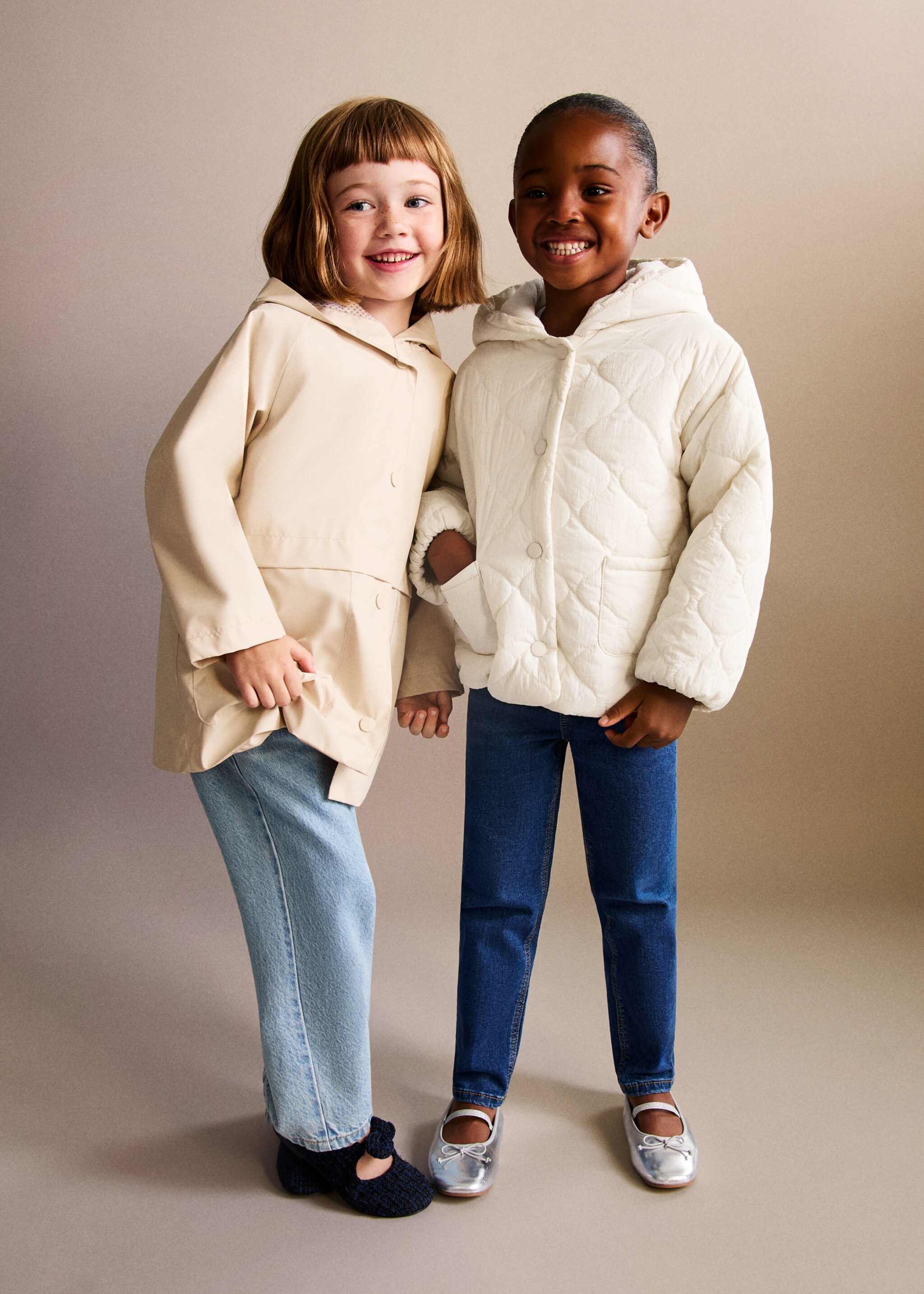 Hood quilted coat - General plane, Ecru. Ref: 17012898-00.