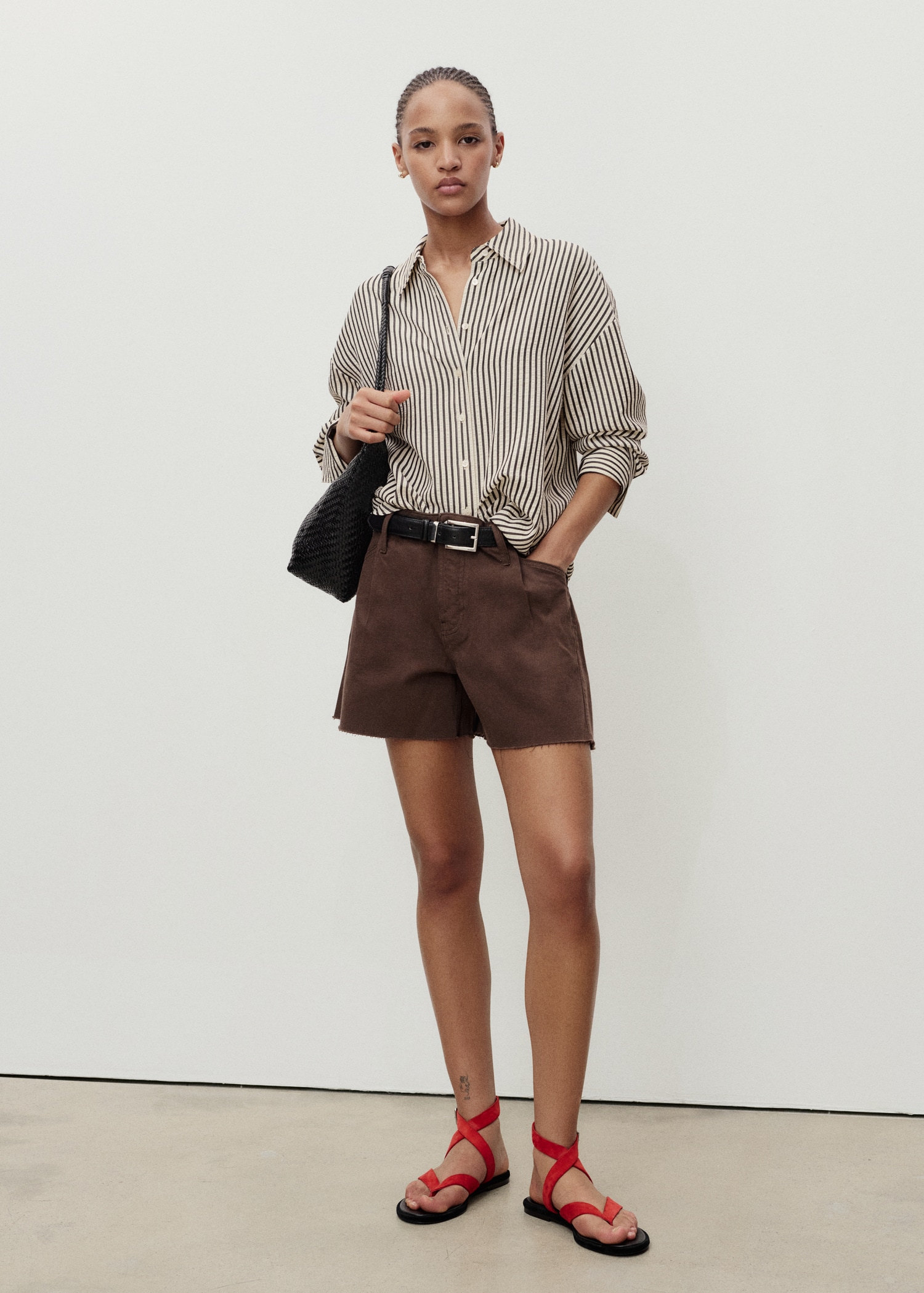 Pantalones Cortos Short Tiro Alto Outfit Short Casual Pantalon