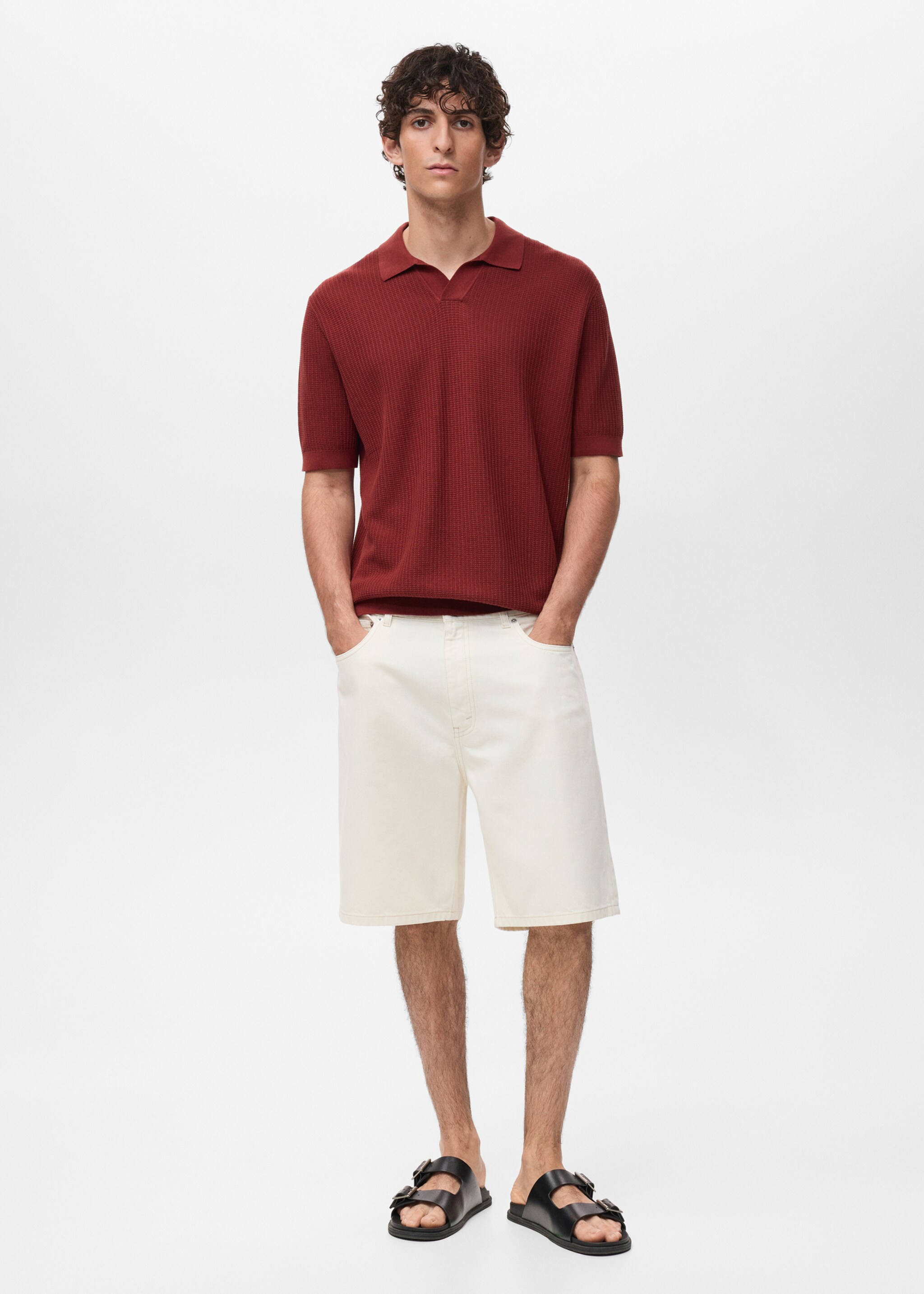Crochet cotton polo shirt - General plane