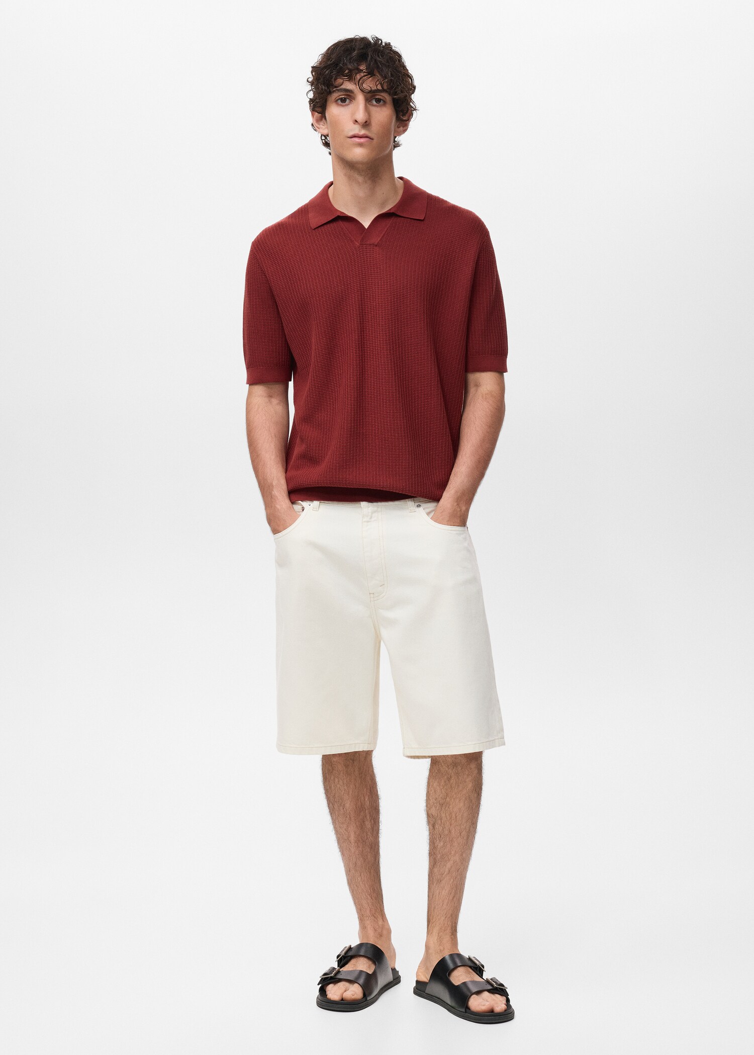 Crochet cotton polo shirt - General plane