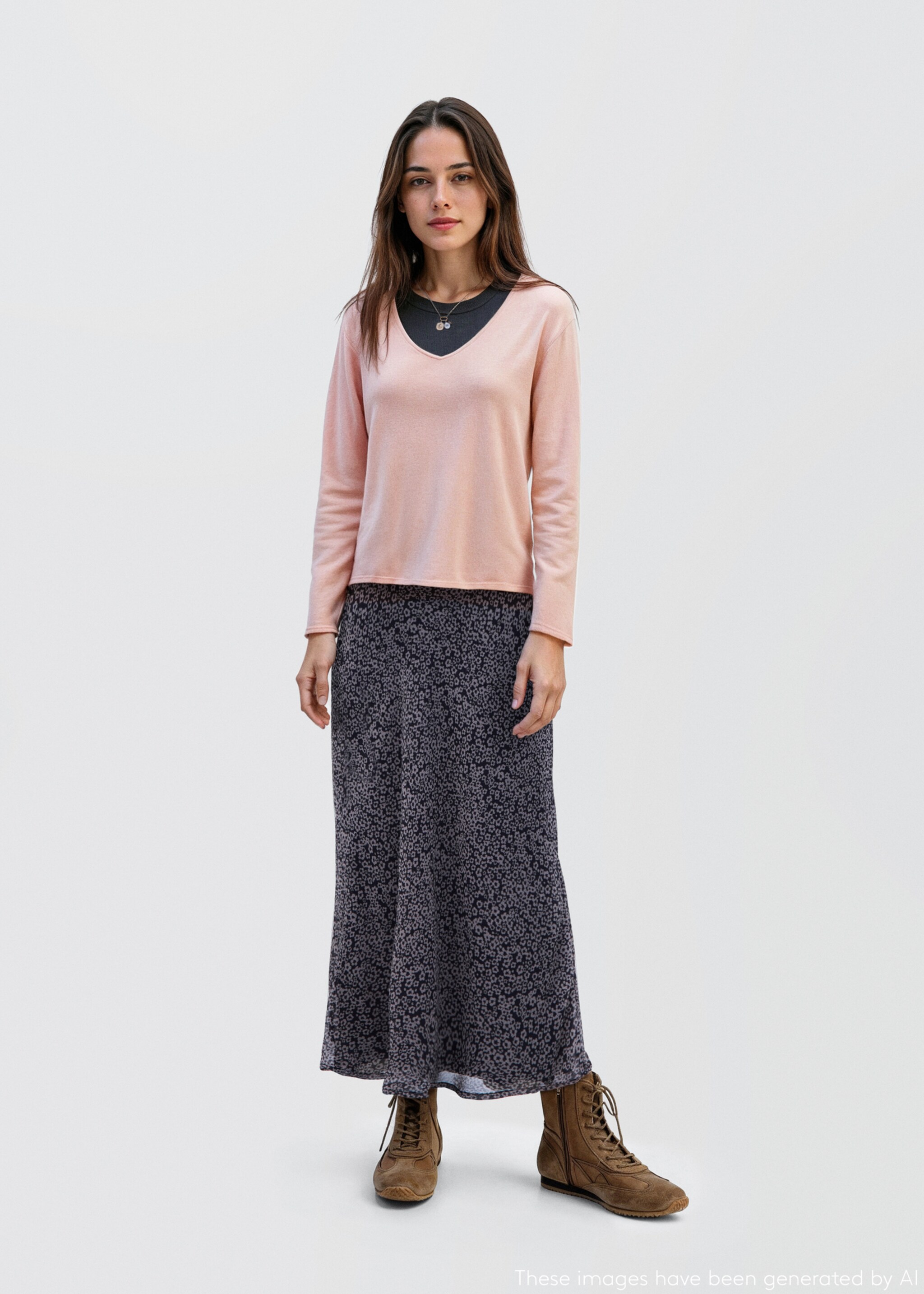 Pull en maille col en V uni - Plan général