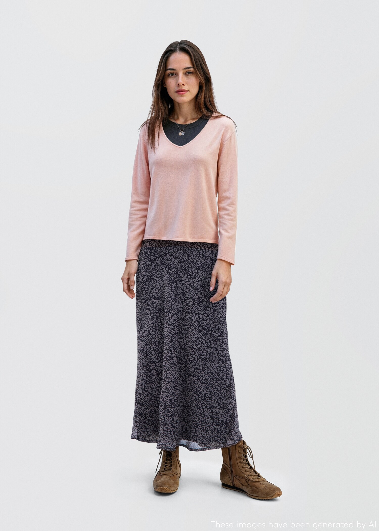 Pull en maille col en V uni - Plan général