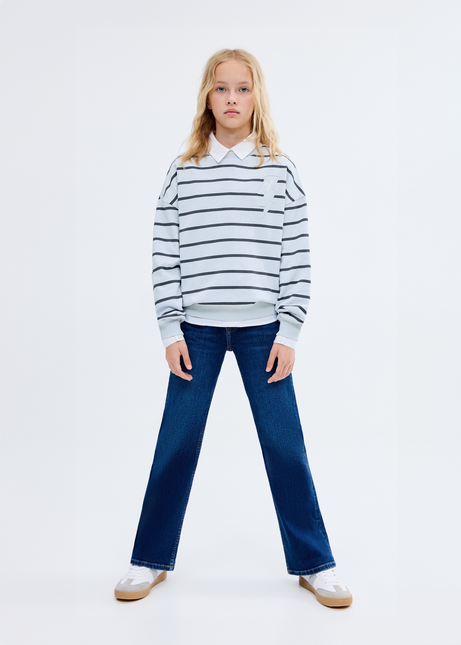 Sudadera rayas bordado - Plano general