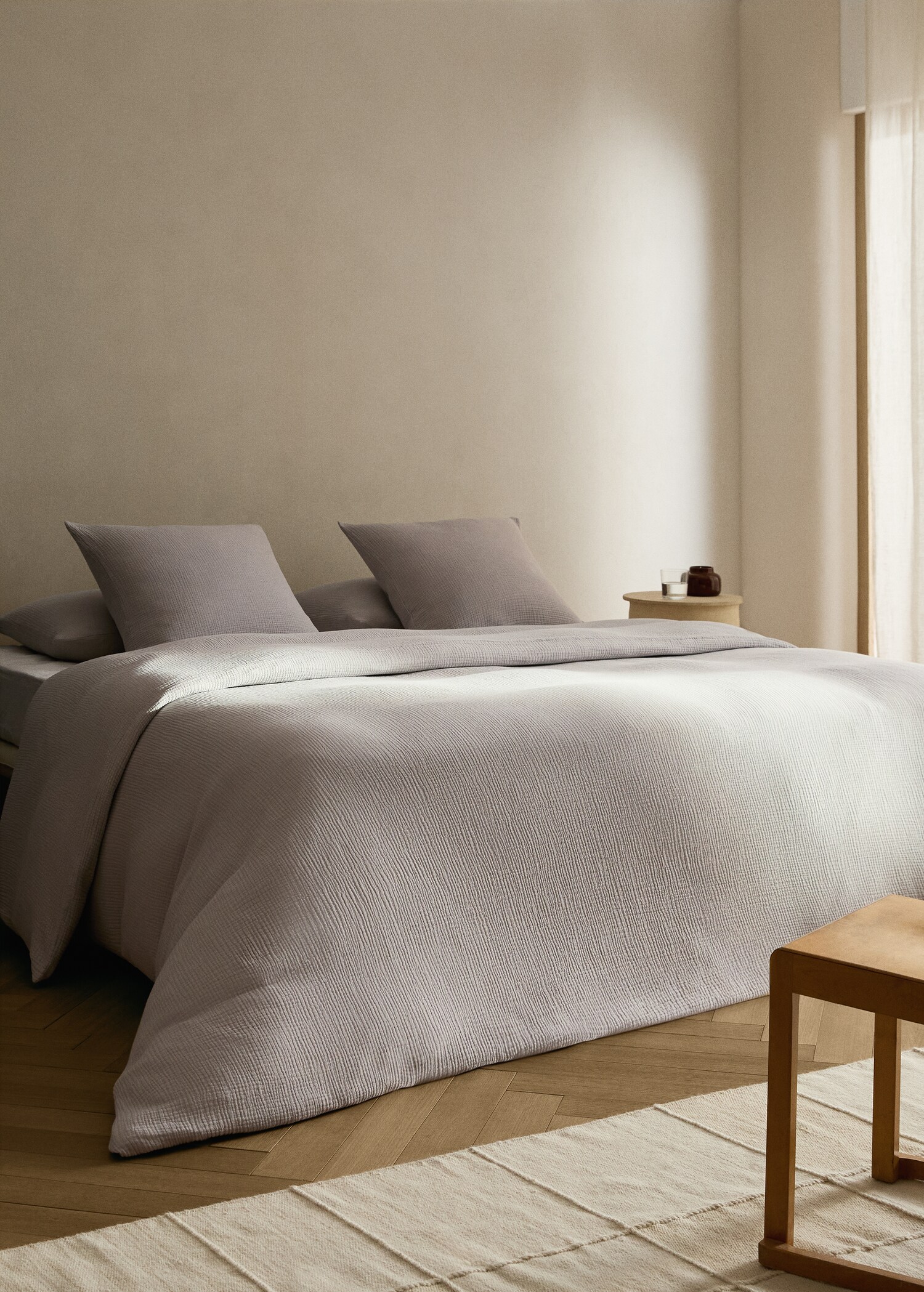 Cotton gauze duvet cover single bed - General plane