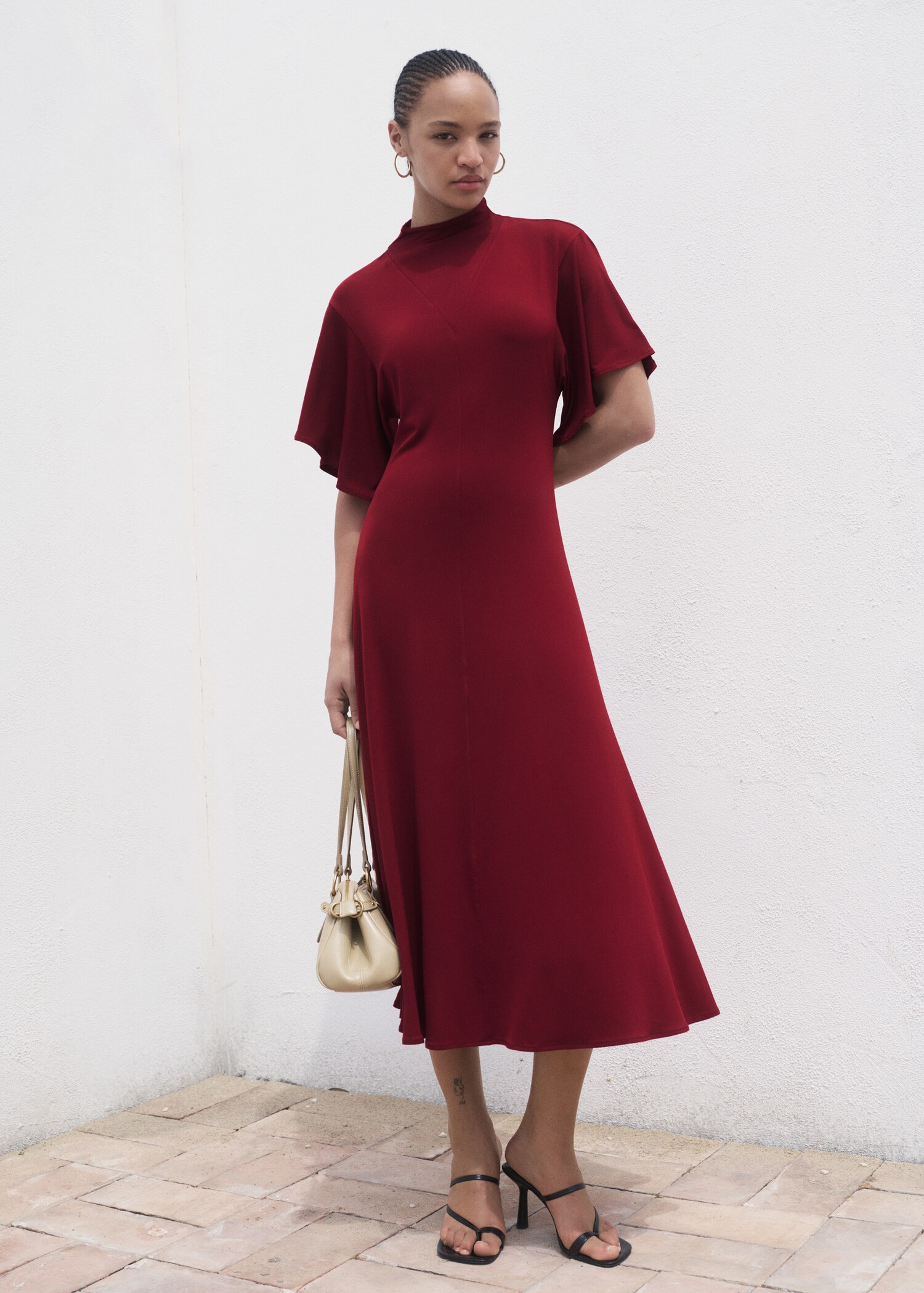 Midi dress with bell sleeves - General plane