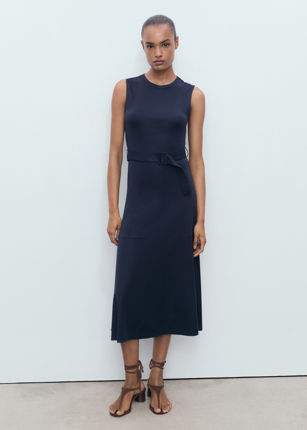 Belt midi dress - image 2