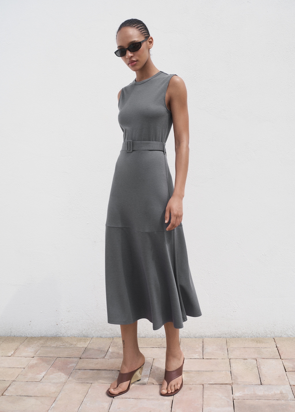 Belt midi dress