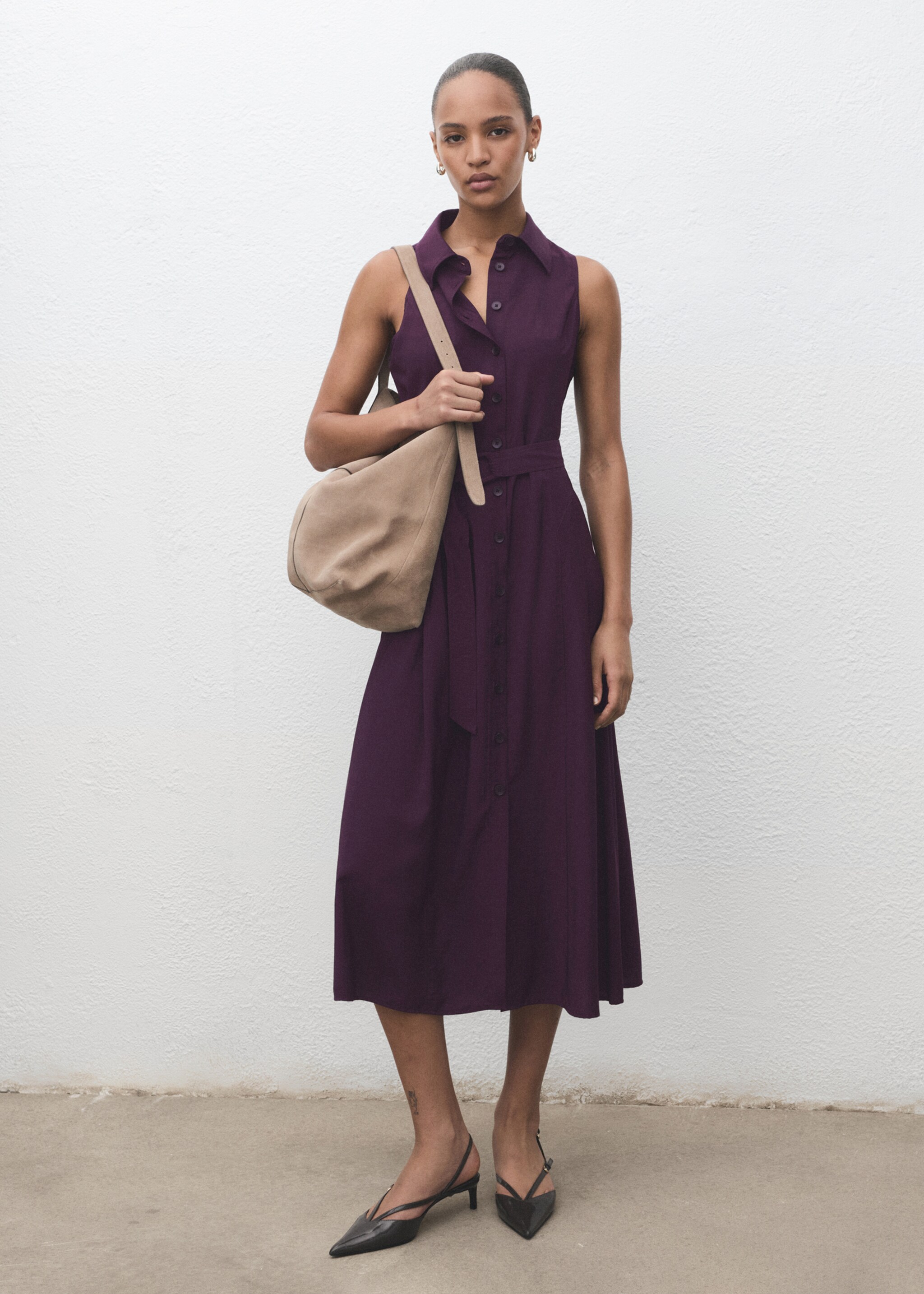 Belt shirt dress - General plane, Purple. Ref: 17014085-00.