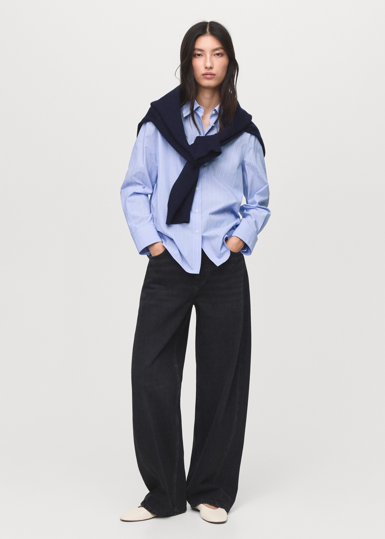 Cotton and lyocell blend straight shirt - General plane