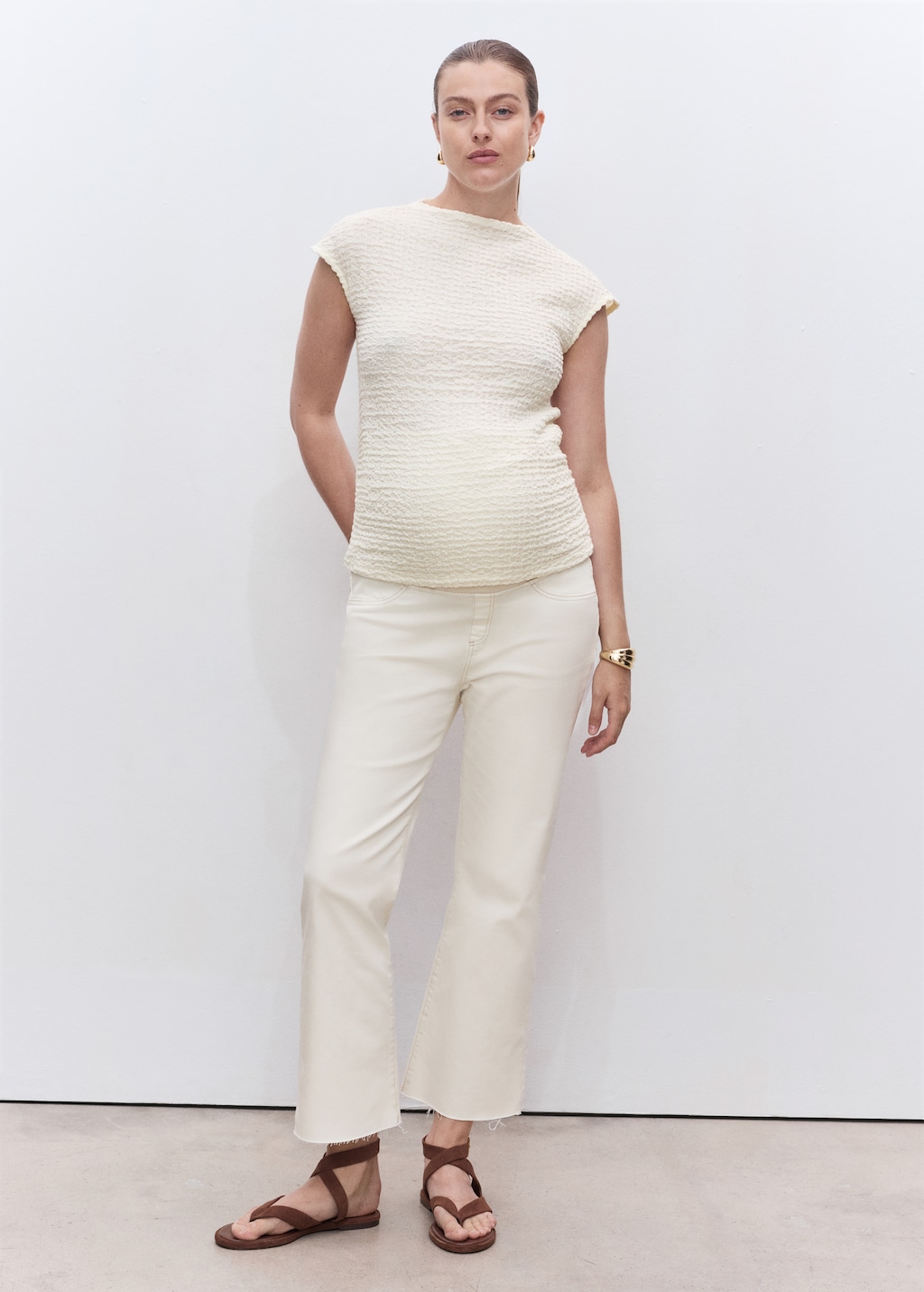 Mango Crêpe cotton maternity top