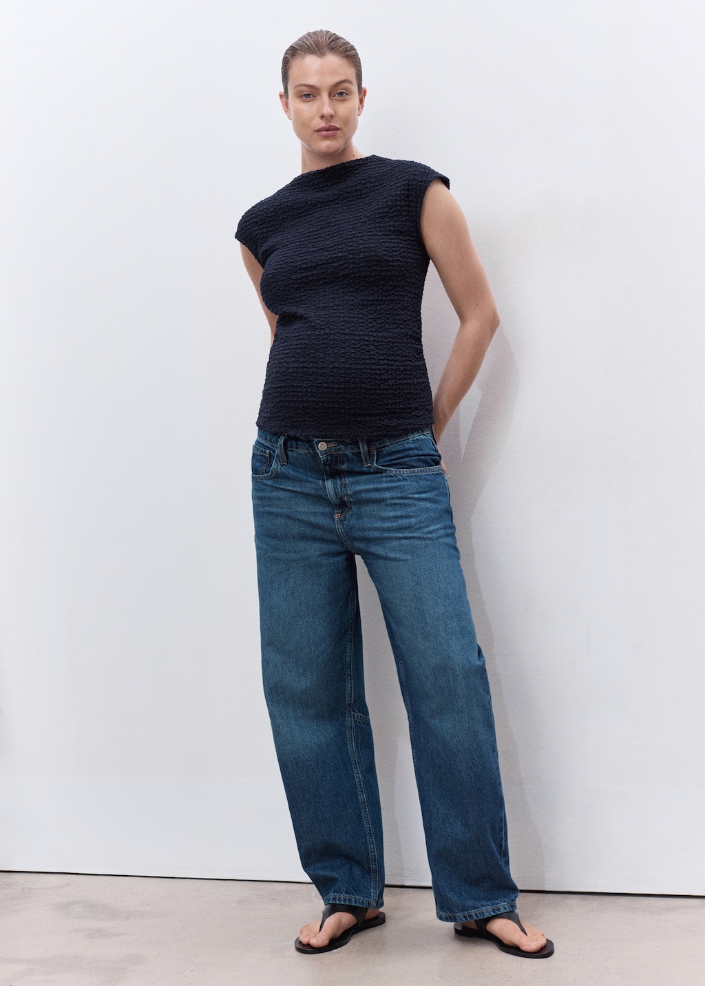 Mango Crêpe cotton maternity top