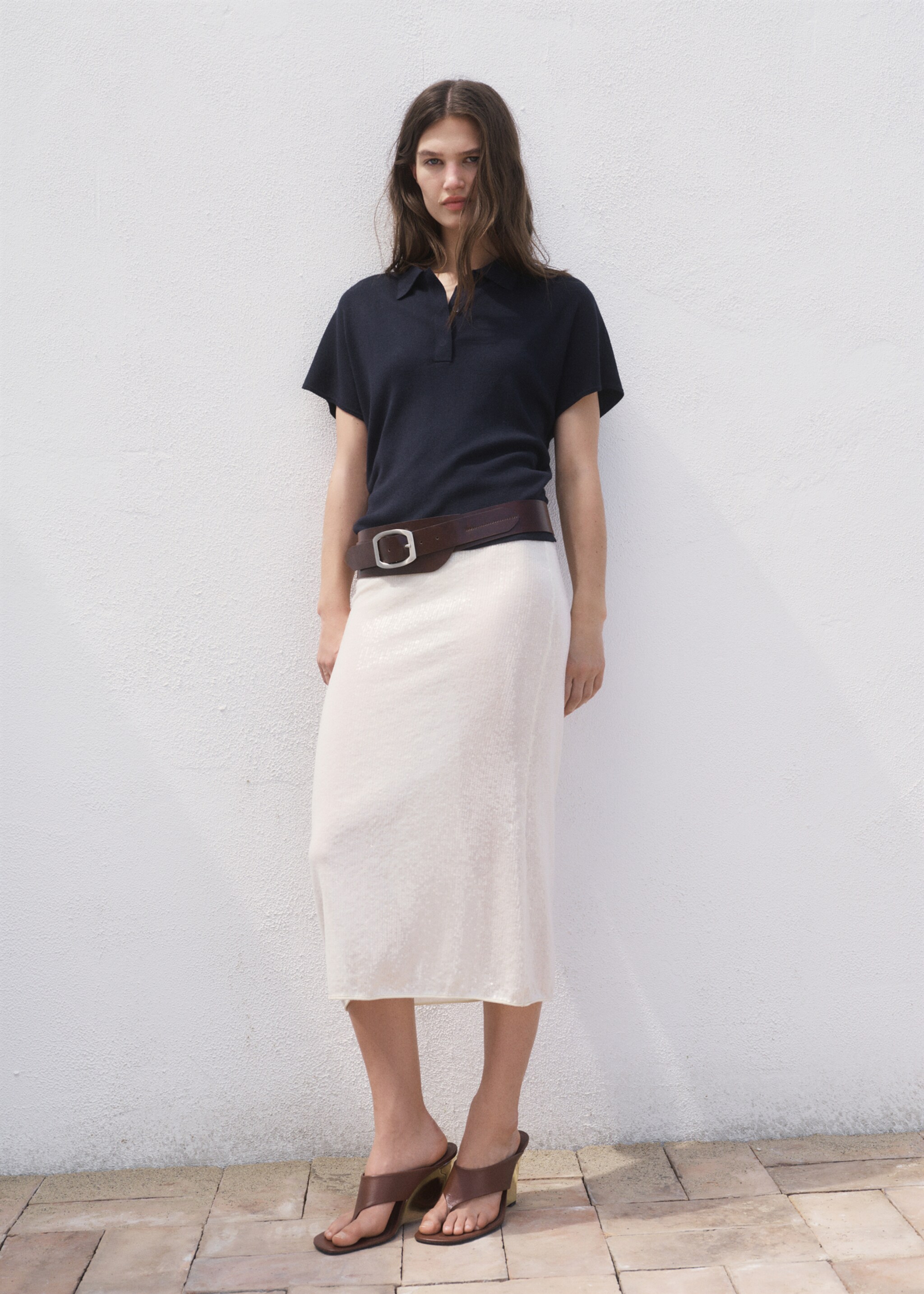 Short-sleeved polo-neck sweater - General plane