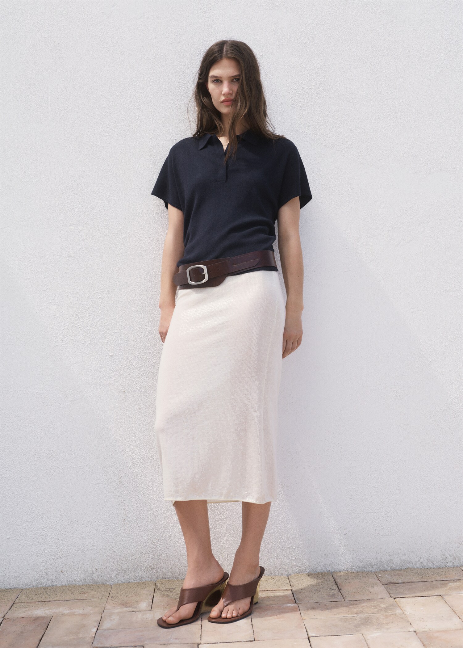 Short-sleeved polo-neck sweater - General plane