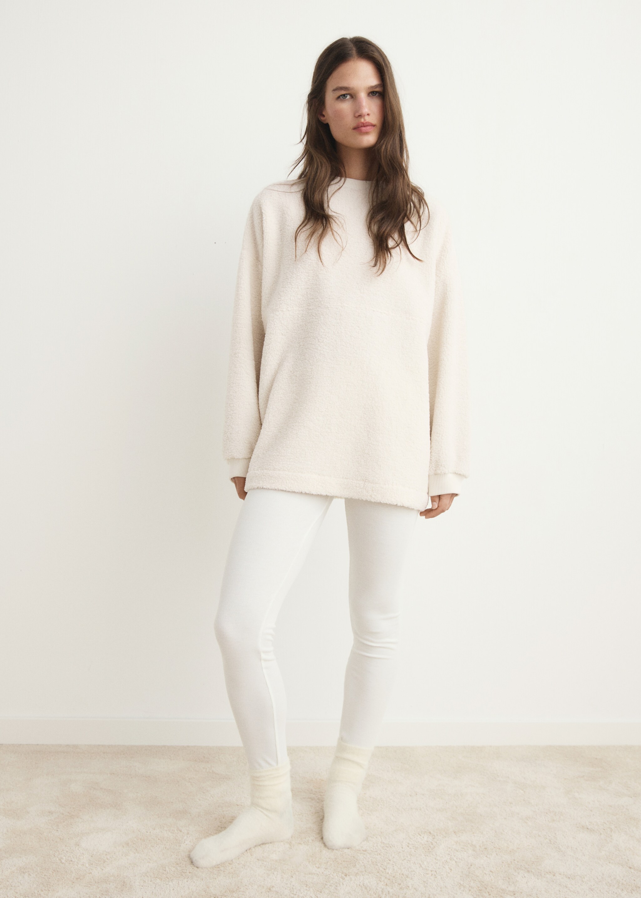 Shearling pyjama sweatshirt - General plane, Ivory White. Ref: 17014106-00.