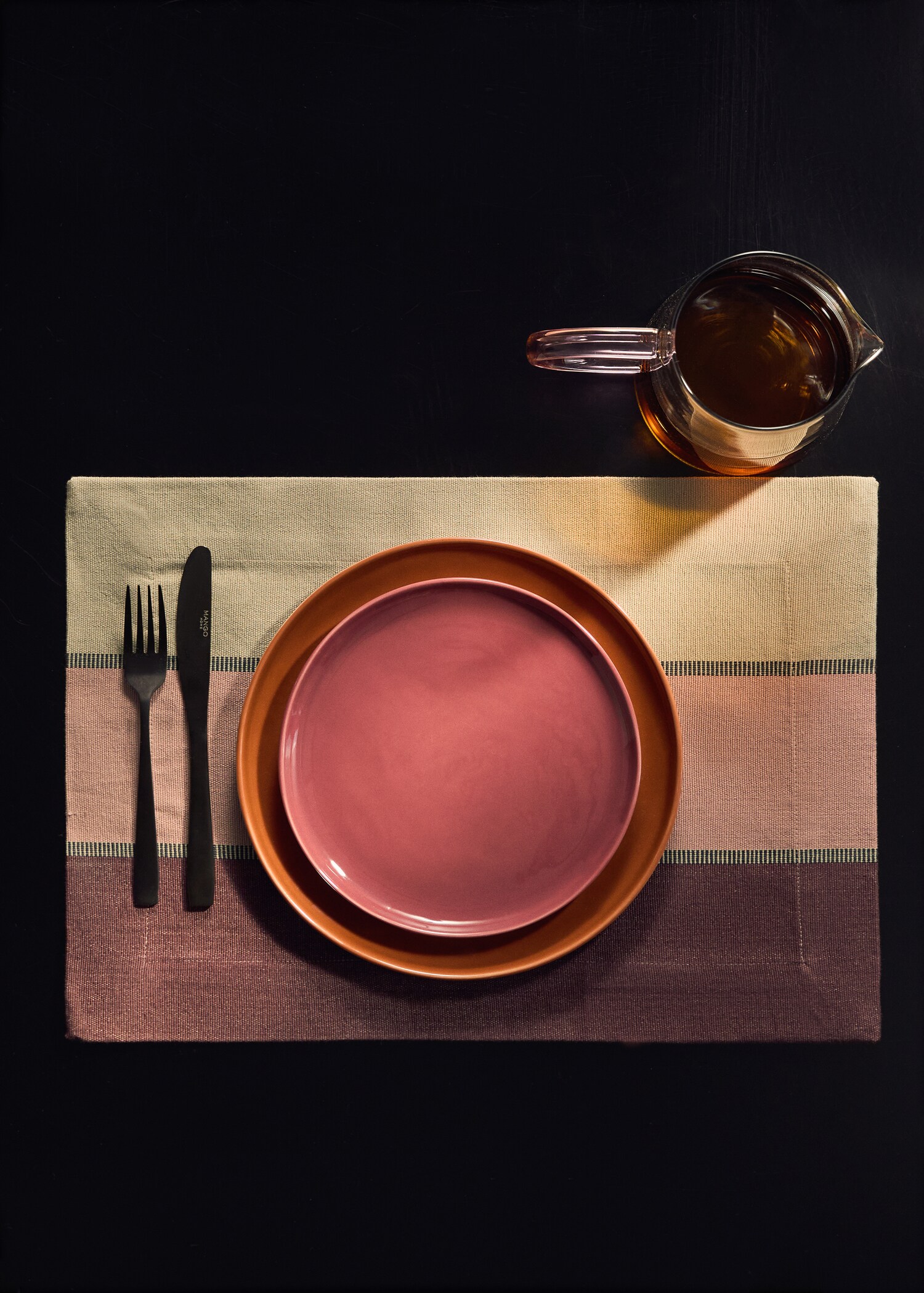 Cotton striped placemat in various colours - General plane
