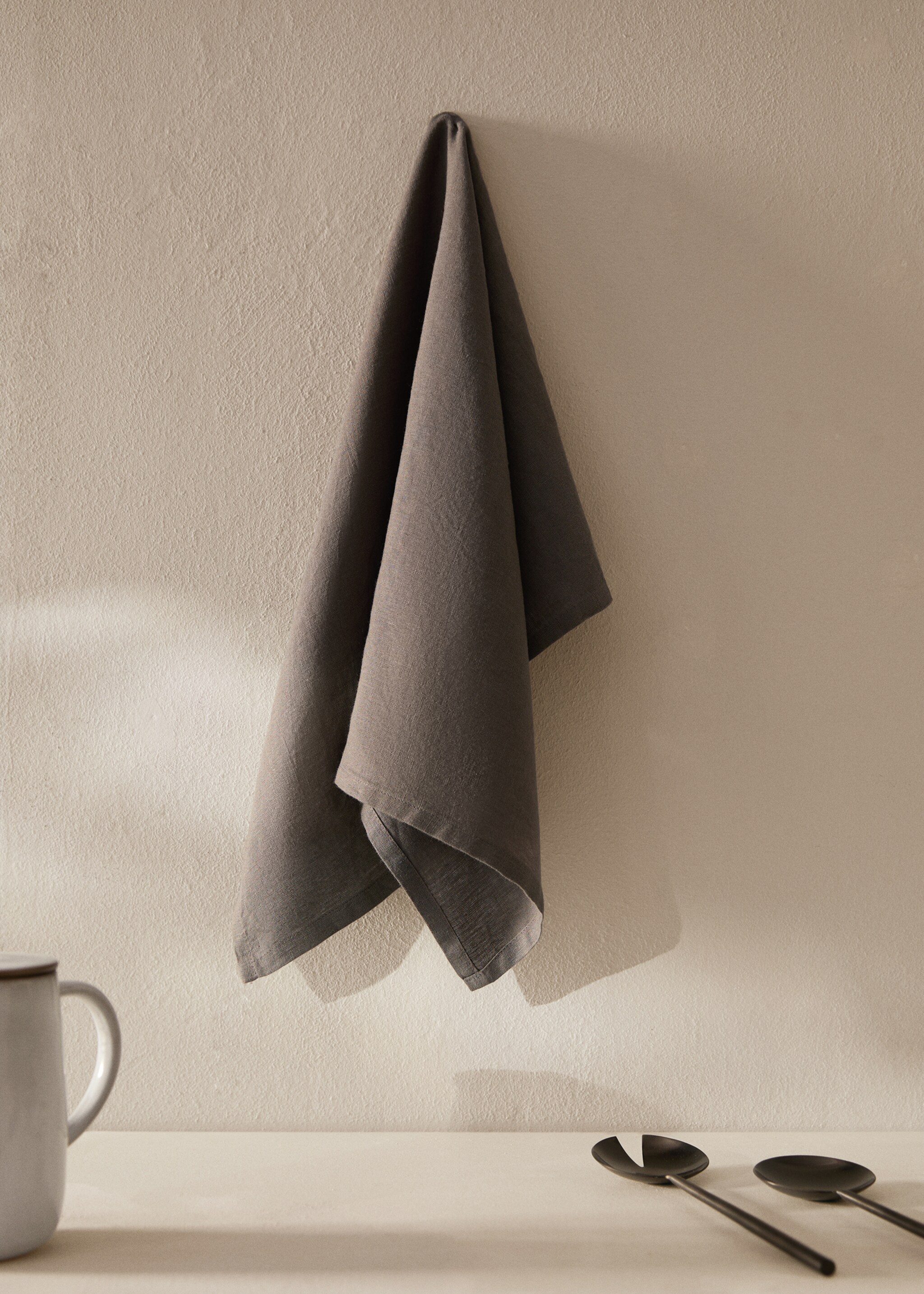 100% linen kitchen cloth - General plane, Khaki. Ref: 17014139-00.