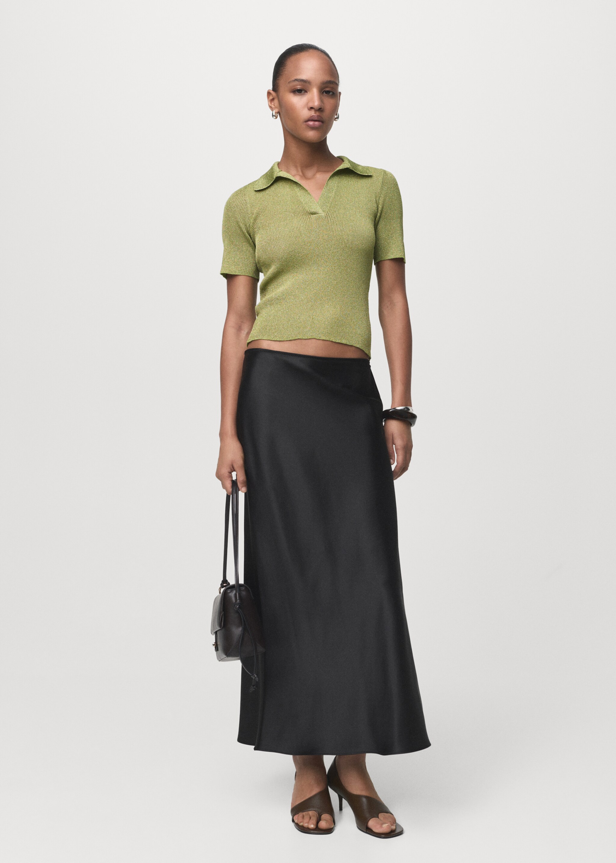 Lurex polo neck sweater - General plane, Pastel Green. Ref: 17014145-00.