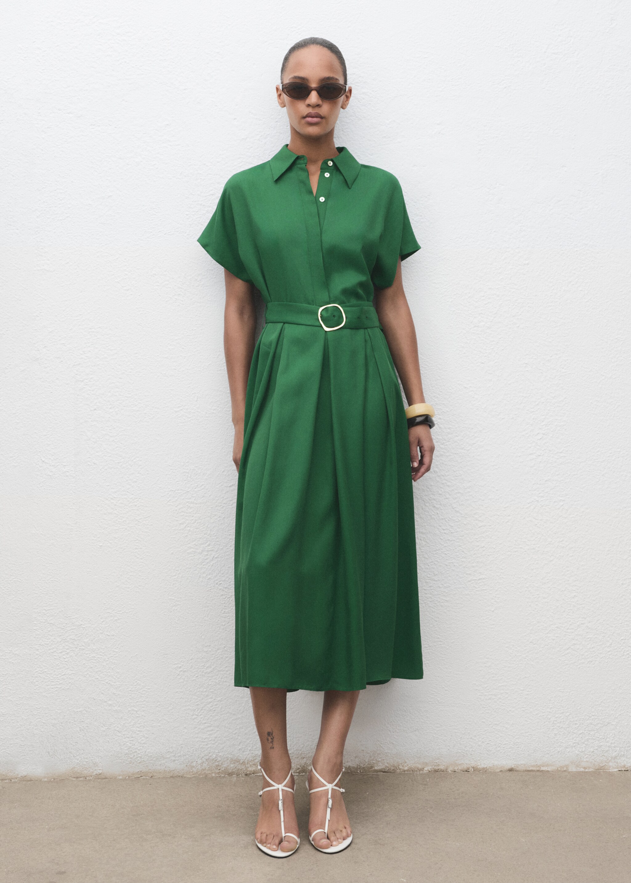 Robe chemise Lyocell - Plan général, Vert. Ref: 17014147-00.