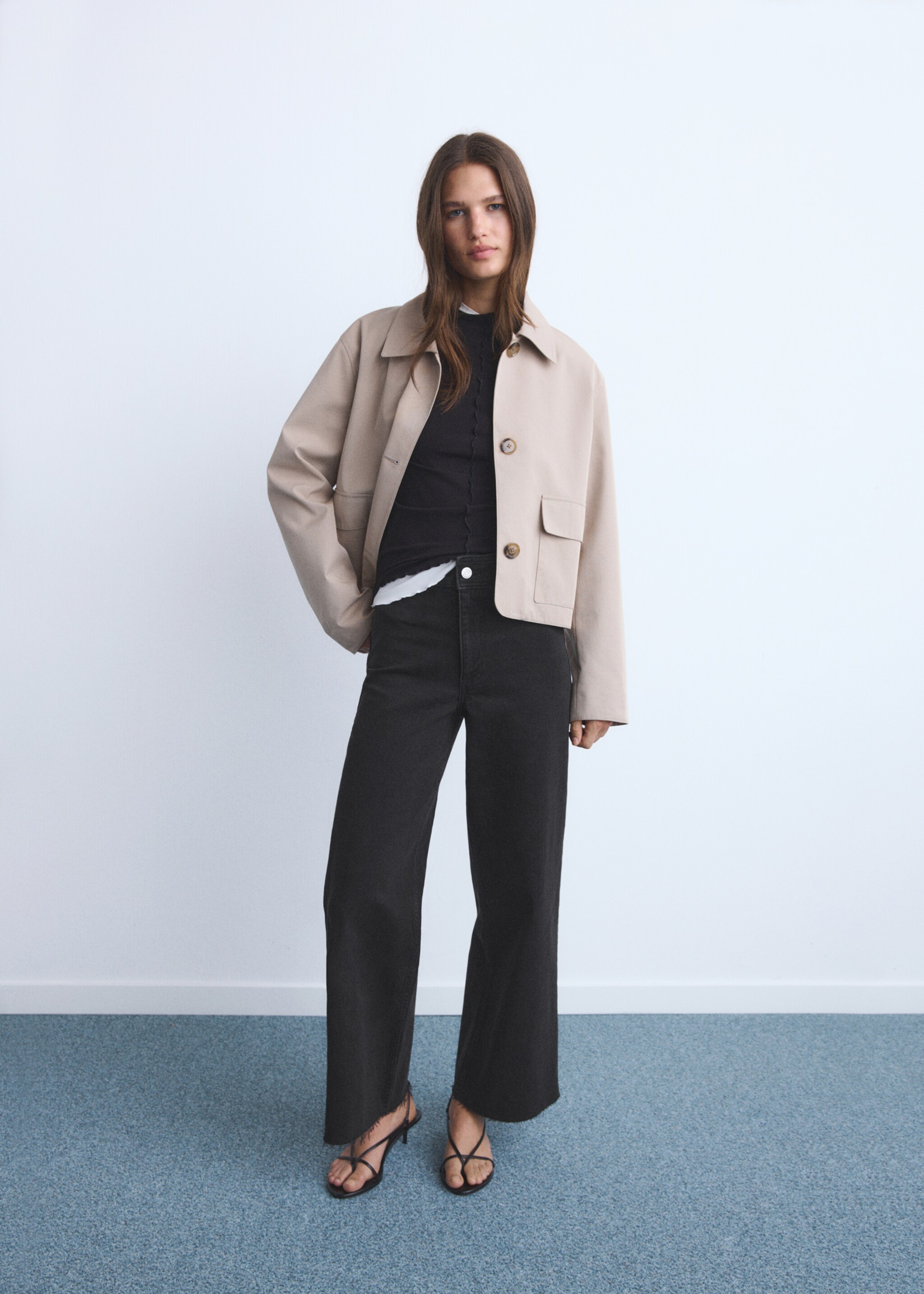 Catherin culotte high-rise jeans - General plane, Black denim. Ref: 17014427-00.
