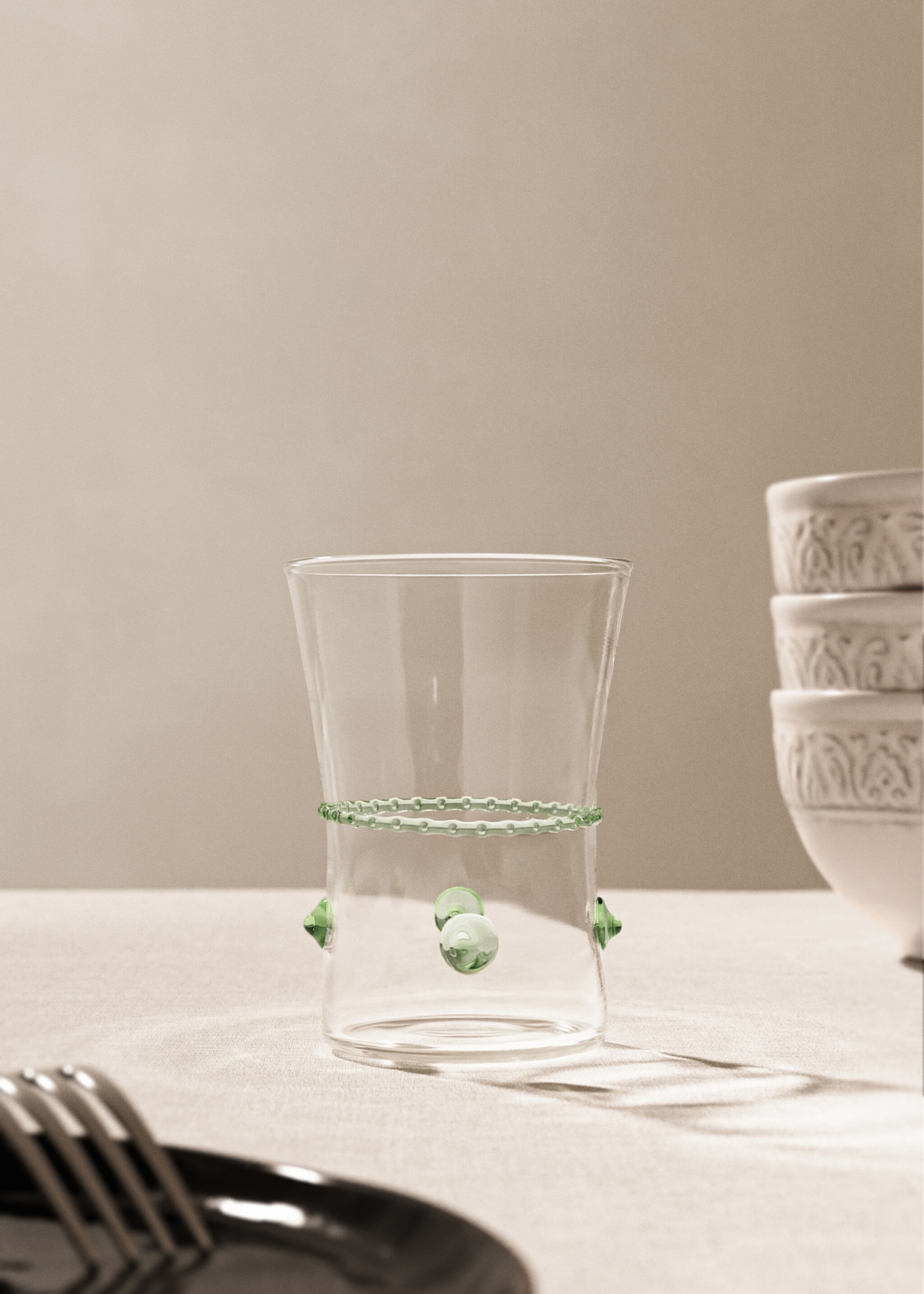 Borosilicate vase with raised dots - General plane, Off White. Ref: 17014446-00.
