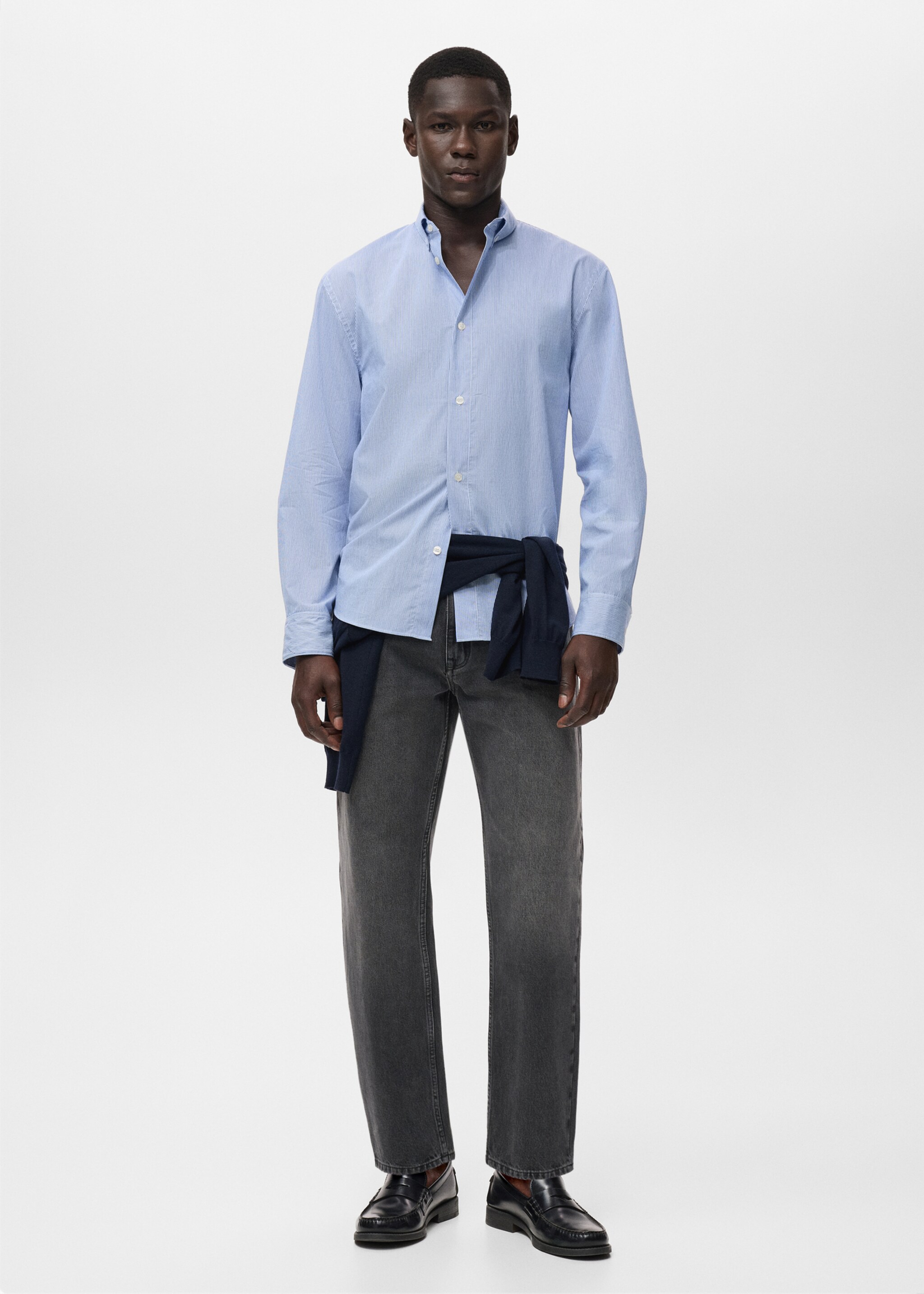 Chemise coton rayures regular-fit - Plan général, Bleu ciel. Ref: 17014450-00.