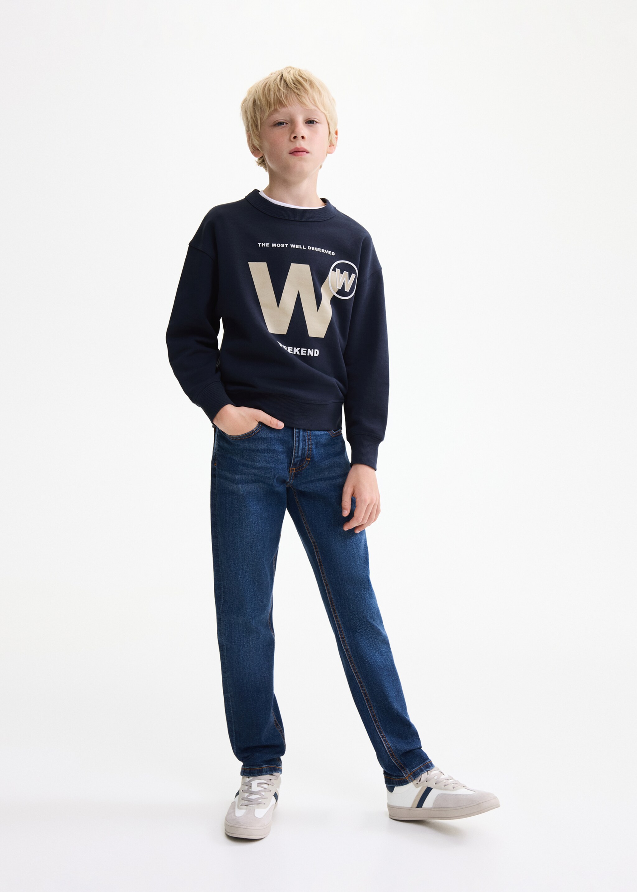 Printed cotton sweatshirt - General plane, Navy. Ref: 17014784-00.
