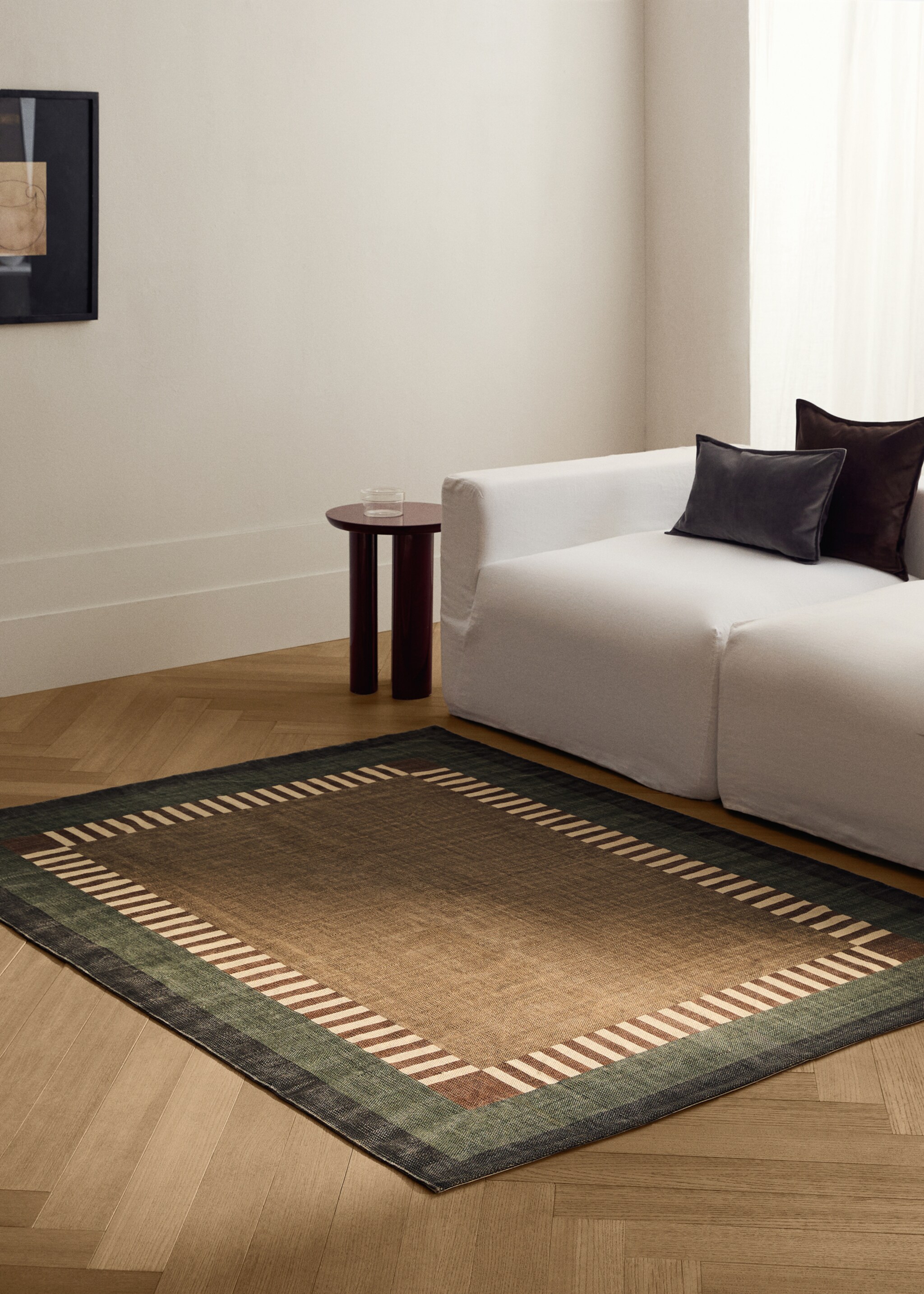 Geometric print cotton rug - Total bildeutsnitt, Halvbrun. Ref: 17014790-00.