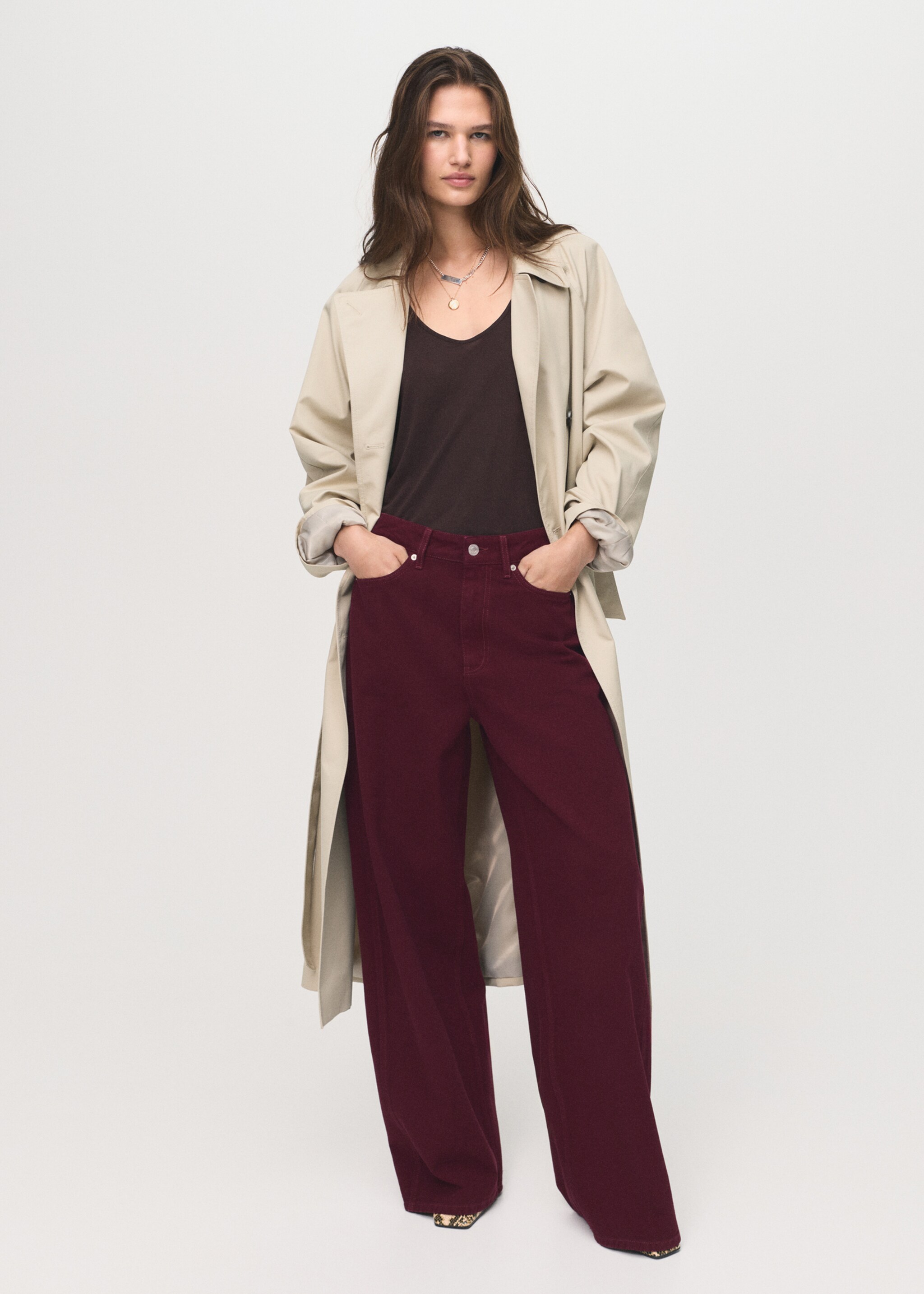High-rise balloon jeans - General plane, Wine. Ref: 17014792-00.