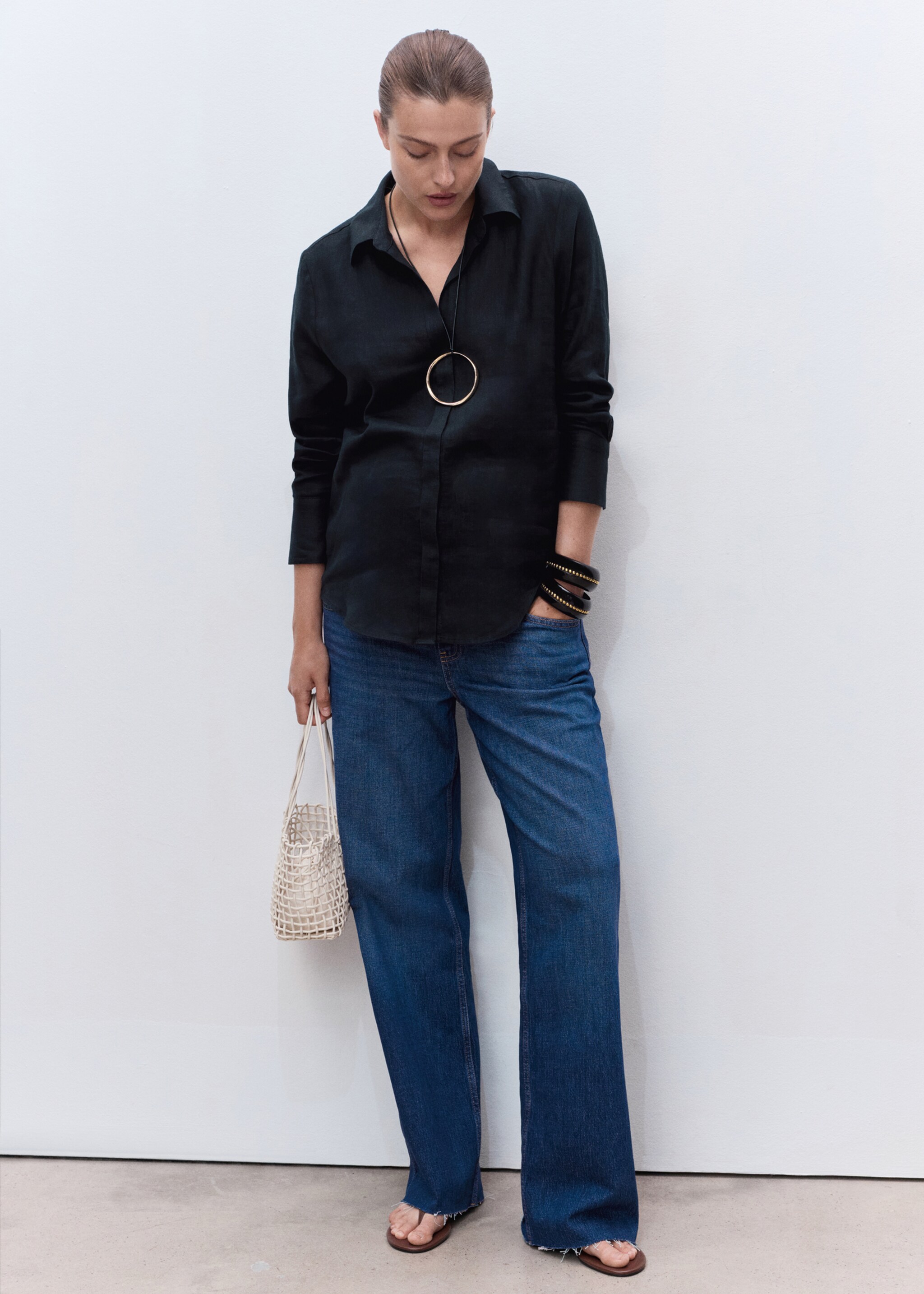Wide-leg maternity jeans - General plane, Dark Blue. Ref: 17015148-00.