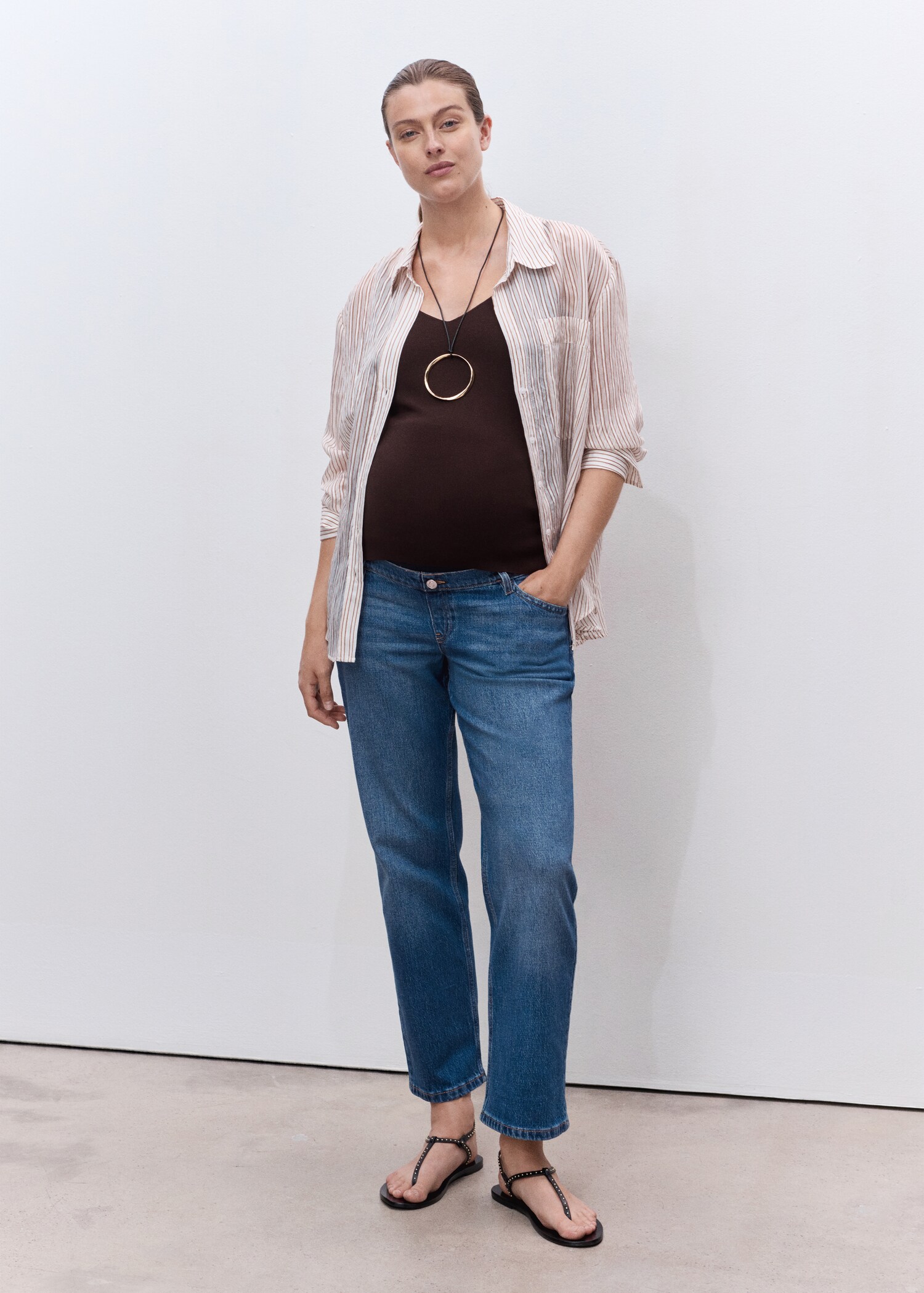 Crop straight-leg maternity jeans - General plane
