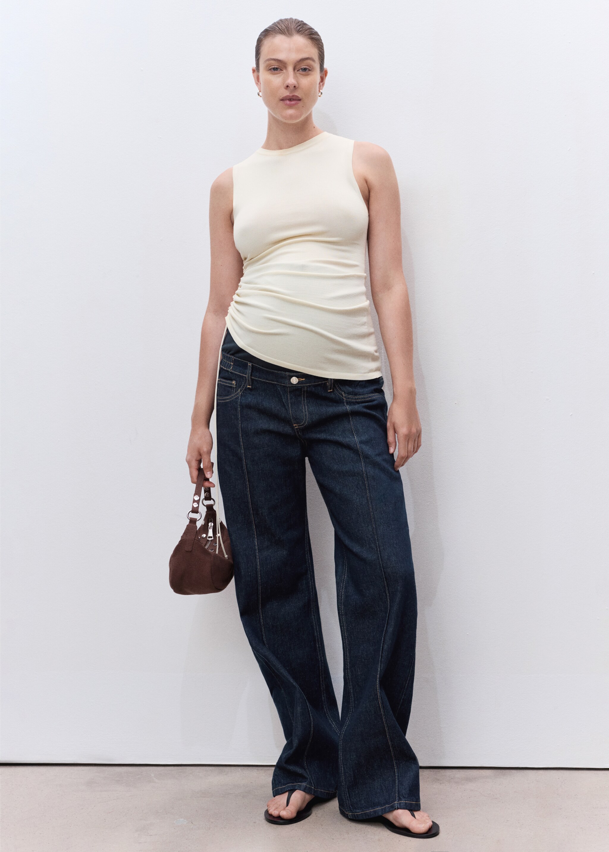 Jeans retos costuras premamá - Plano geral, Azul. Ref: 17015152-00.