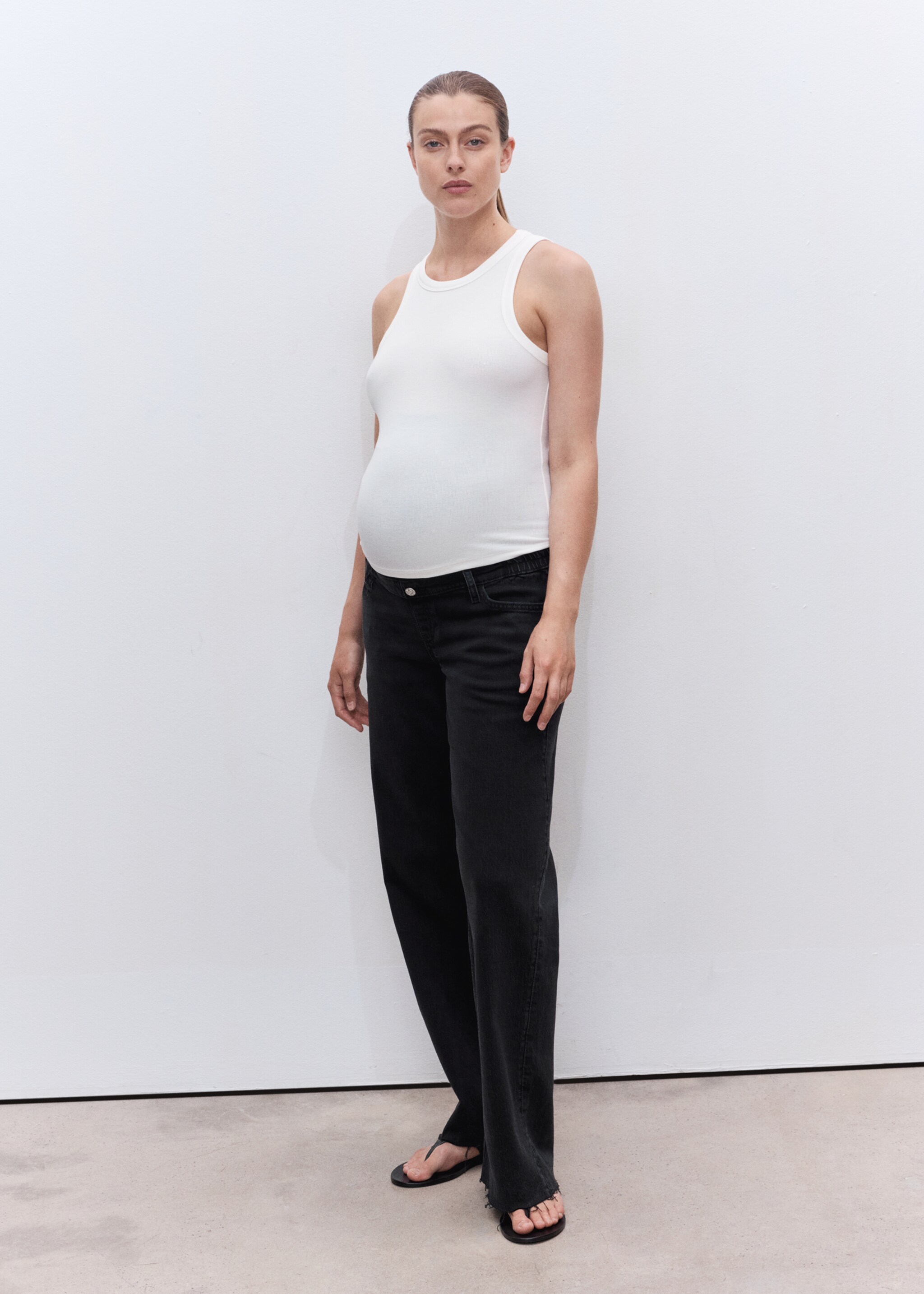 Wide-leg maternity jeans - General plane, Black denim. Ref: 17015155-00.