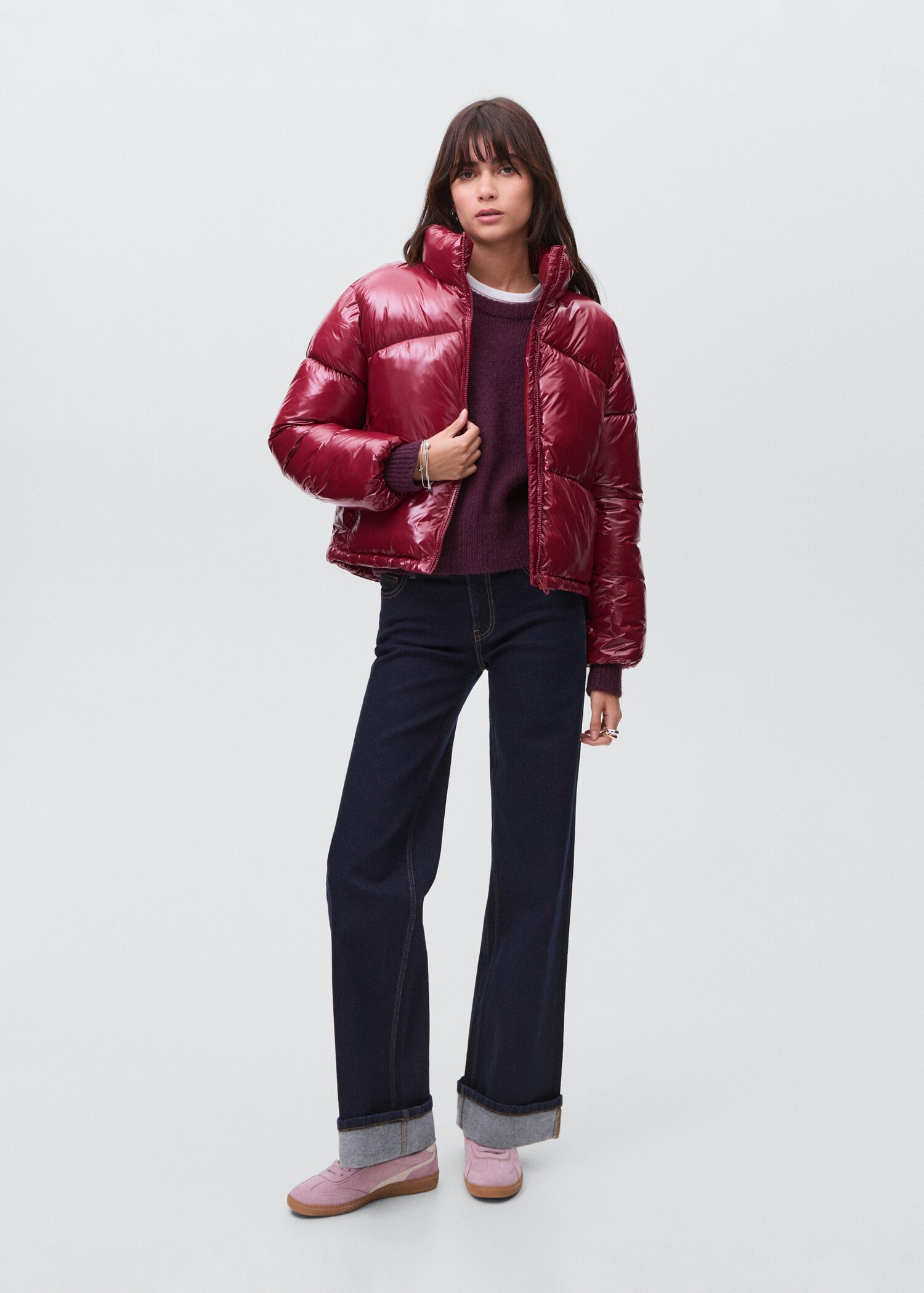 Shiny quilted anorak - General plane