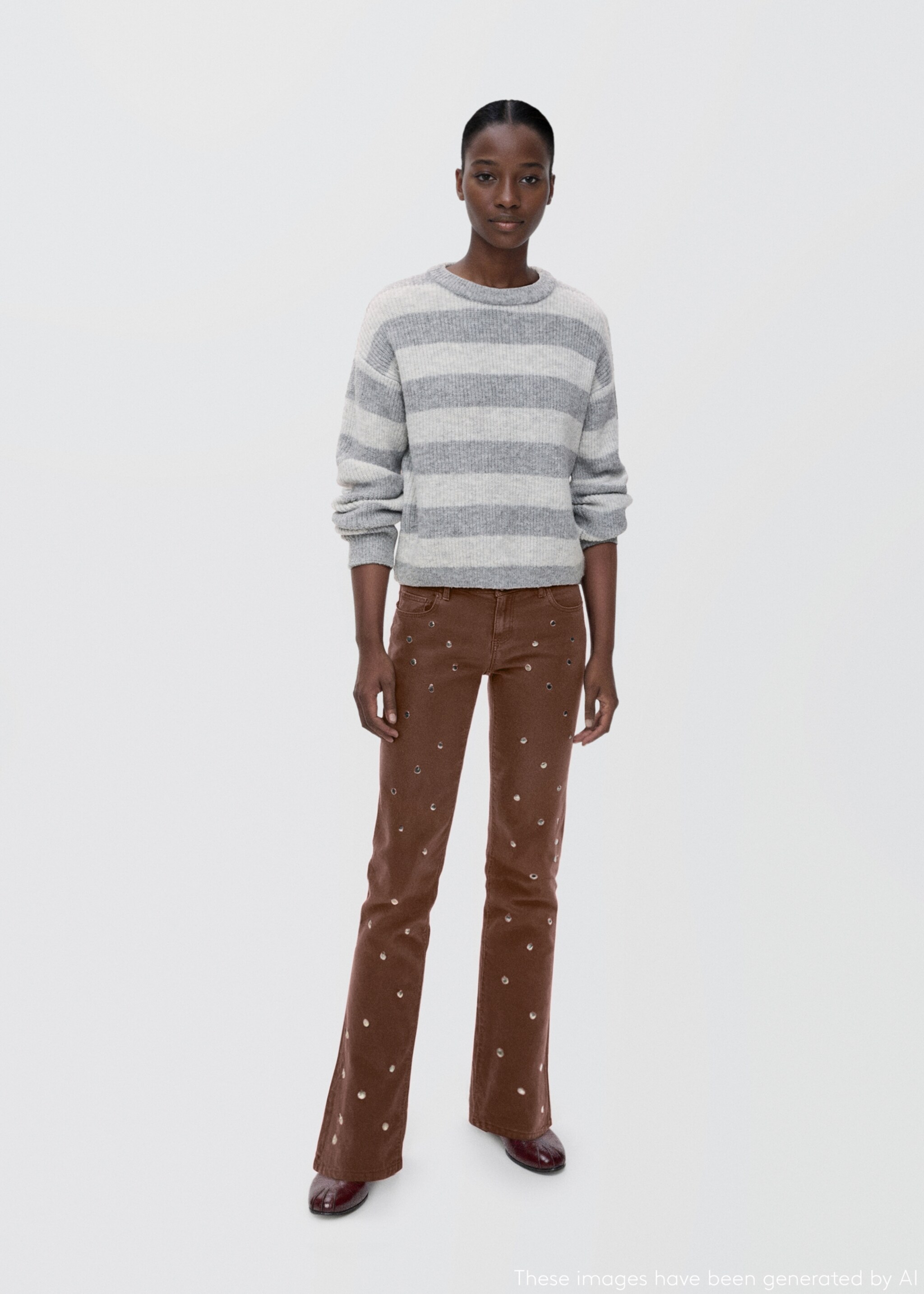 Knit striped sweater - General plane, Medium Heather Grey. Ref: 17015797-00.