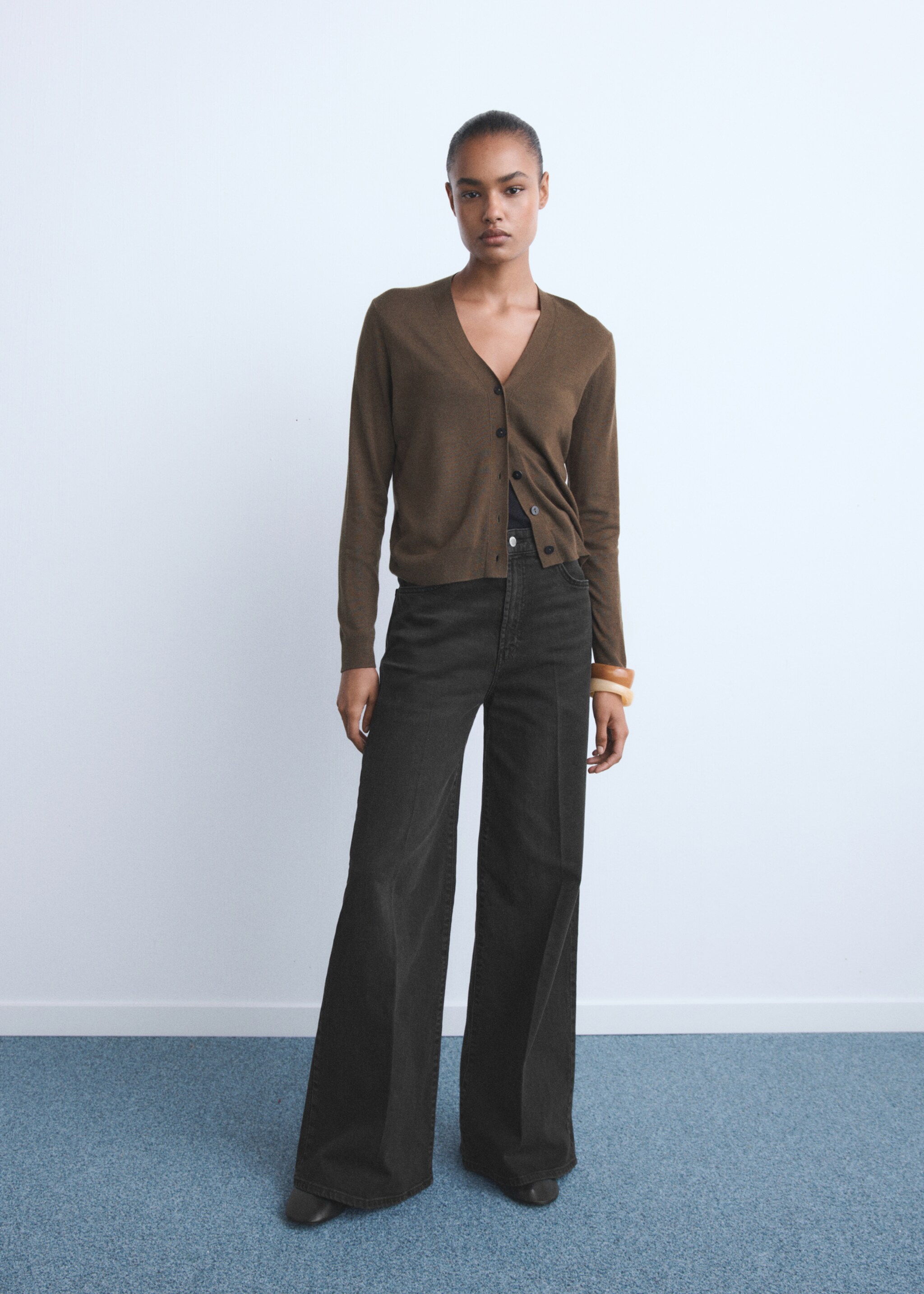 Jean large taille haute - Plan général, Black denim. Ref: 17015801-00.