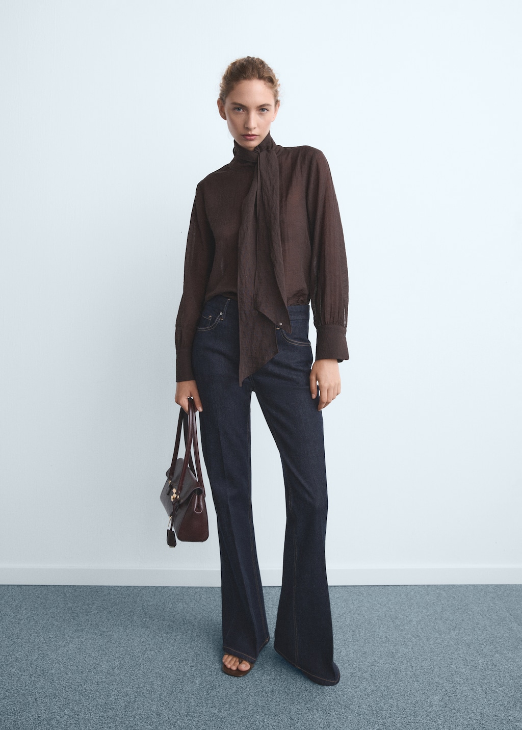 Violet flared high-rise jeans