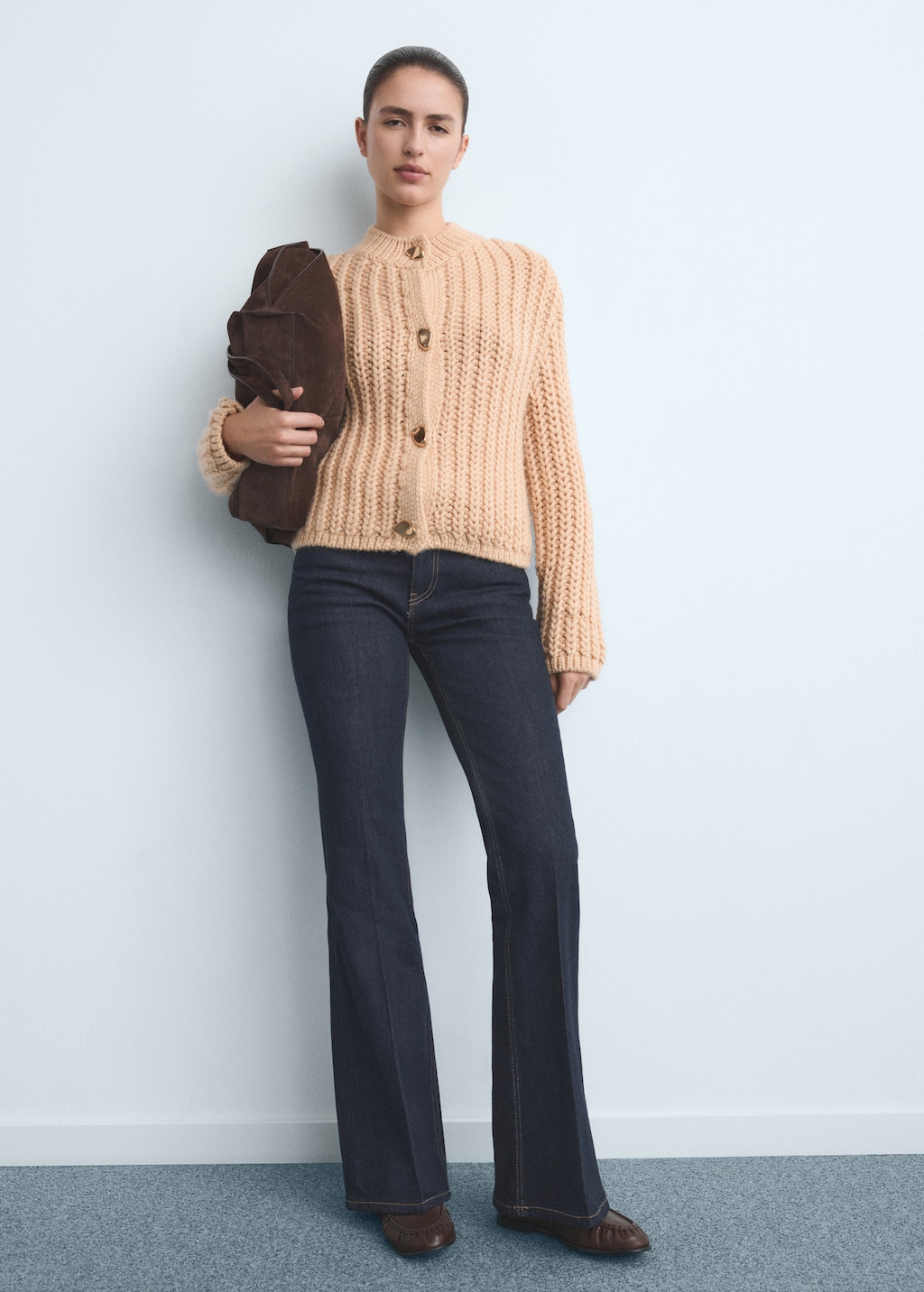 Violet flared high-rise jeans