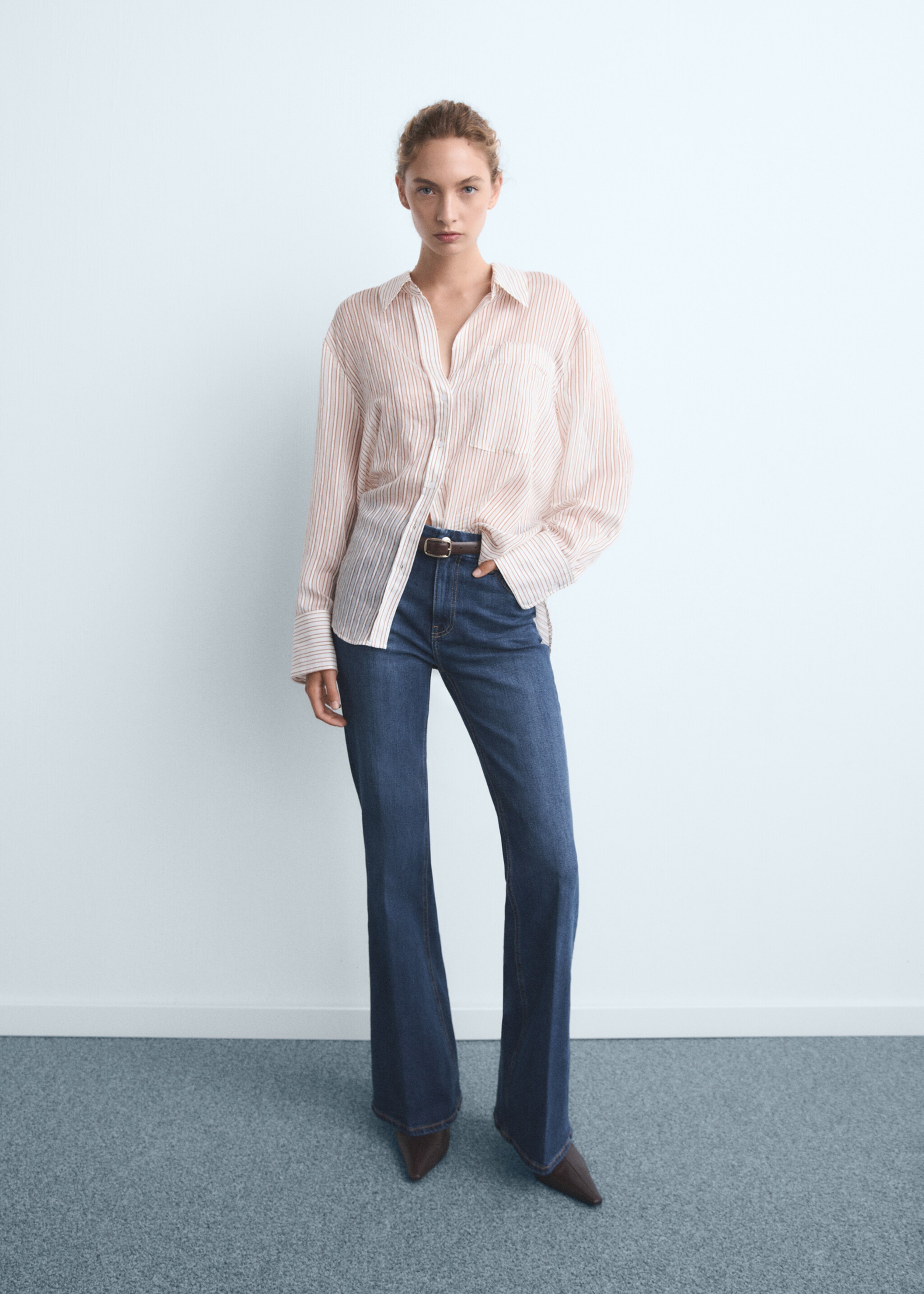 Violet flared high-rise jeans - General plane, Dark Blue. Ref: 17015806-00.