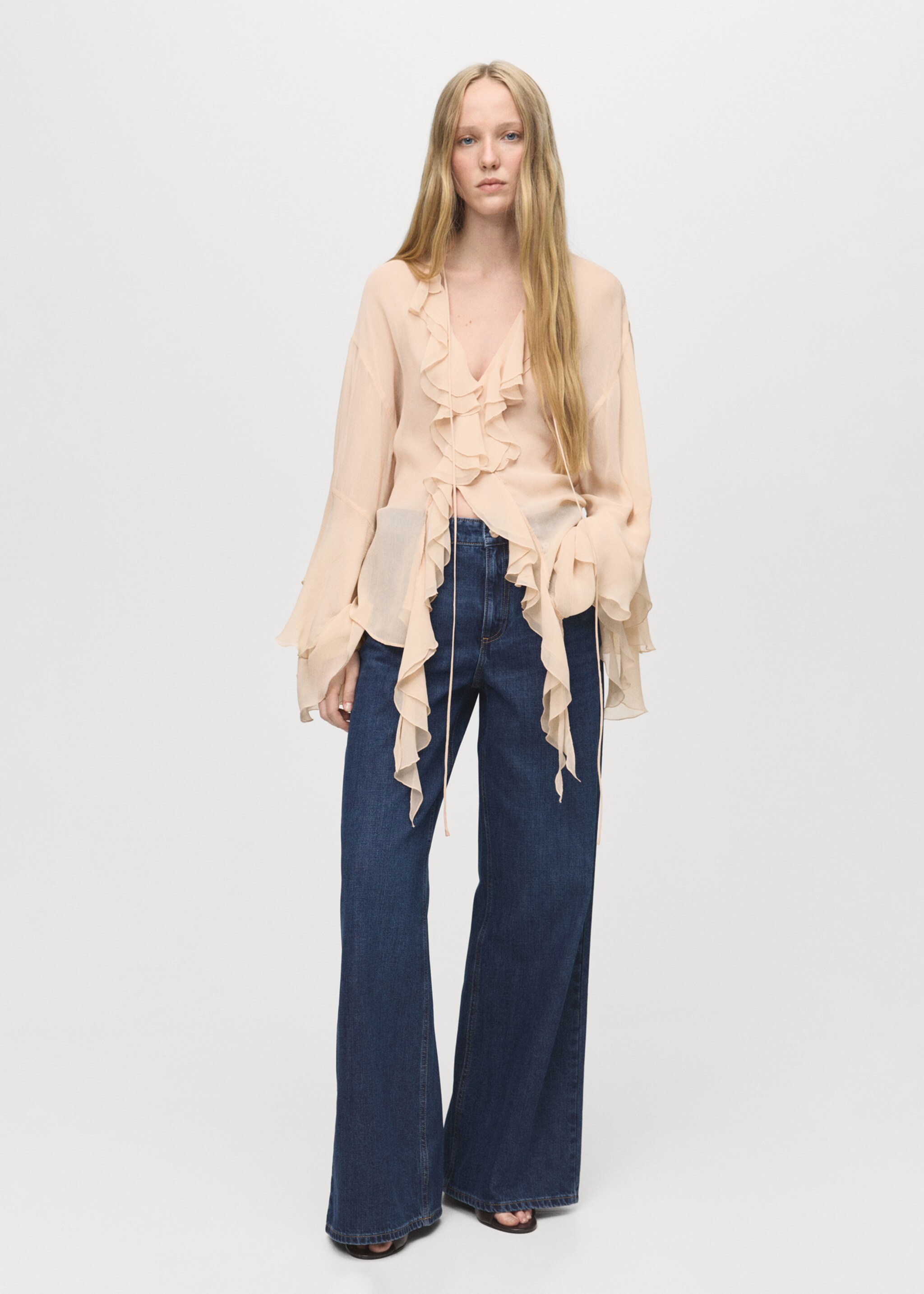 Jeans wide leg tiro bajo - Plano general, Azul oscuro. Ref: 17015815-00.