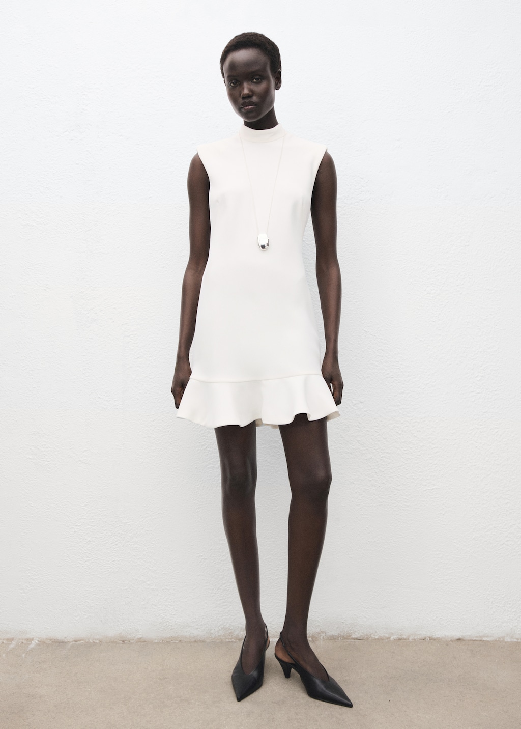 Mango High-neck dress with ruffle