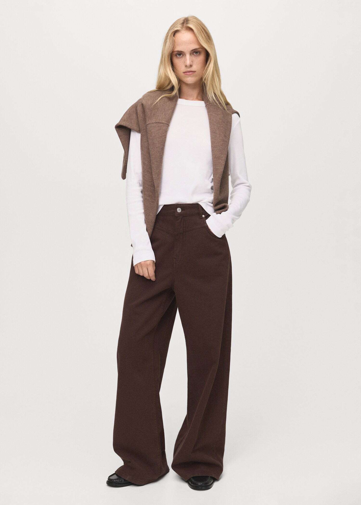 Wide-leg mid-rise loose-fit jeans - General plane