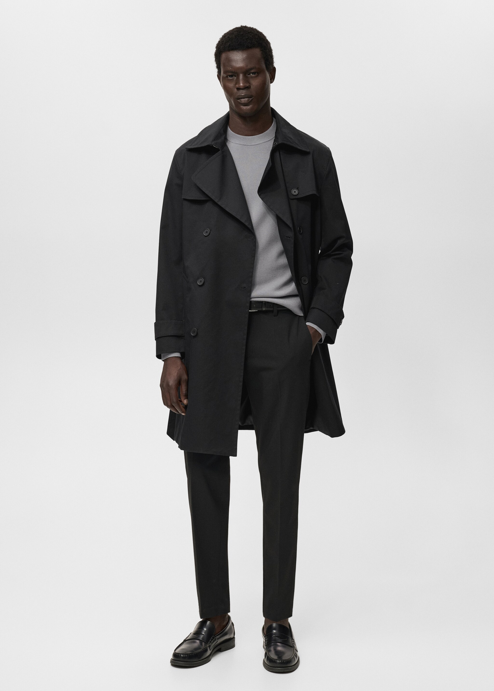 Water-repellent belted trench coat - General plane