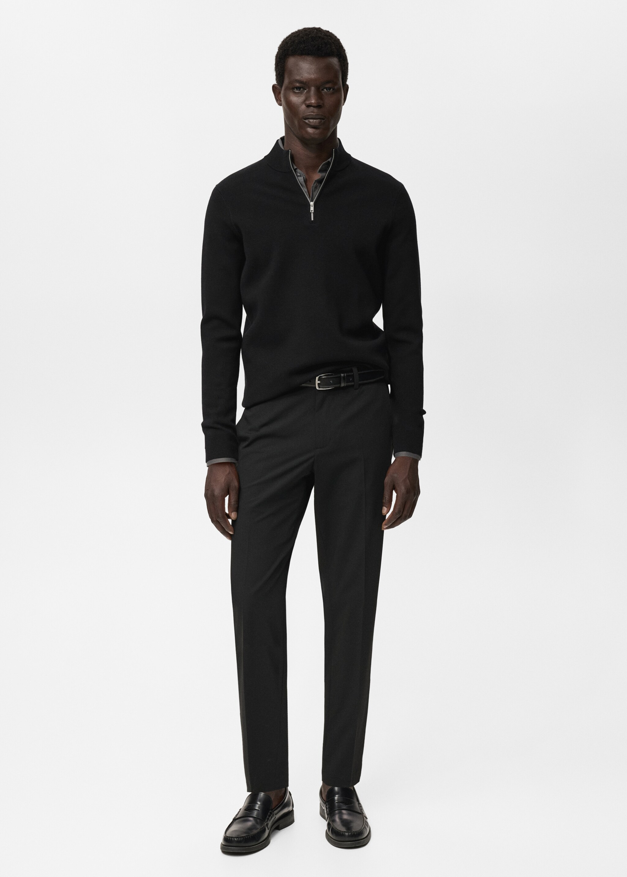 Jersey punto cuello perkins - Plano general, Negro. Ref: 17015974-00.