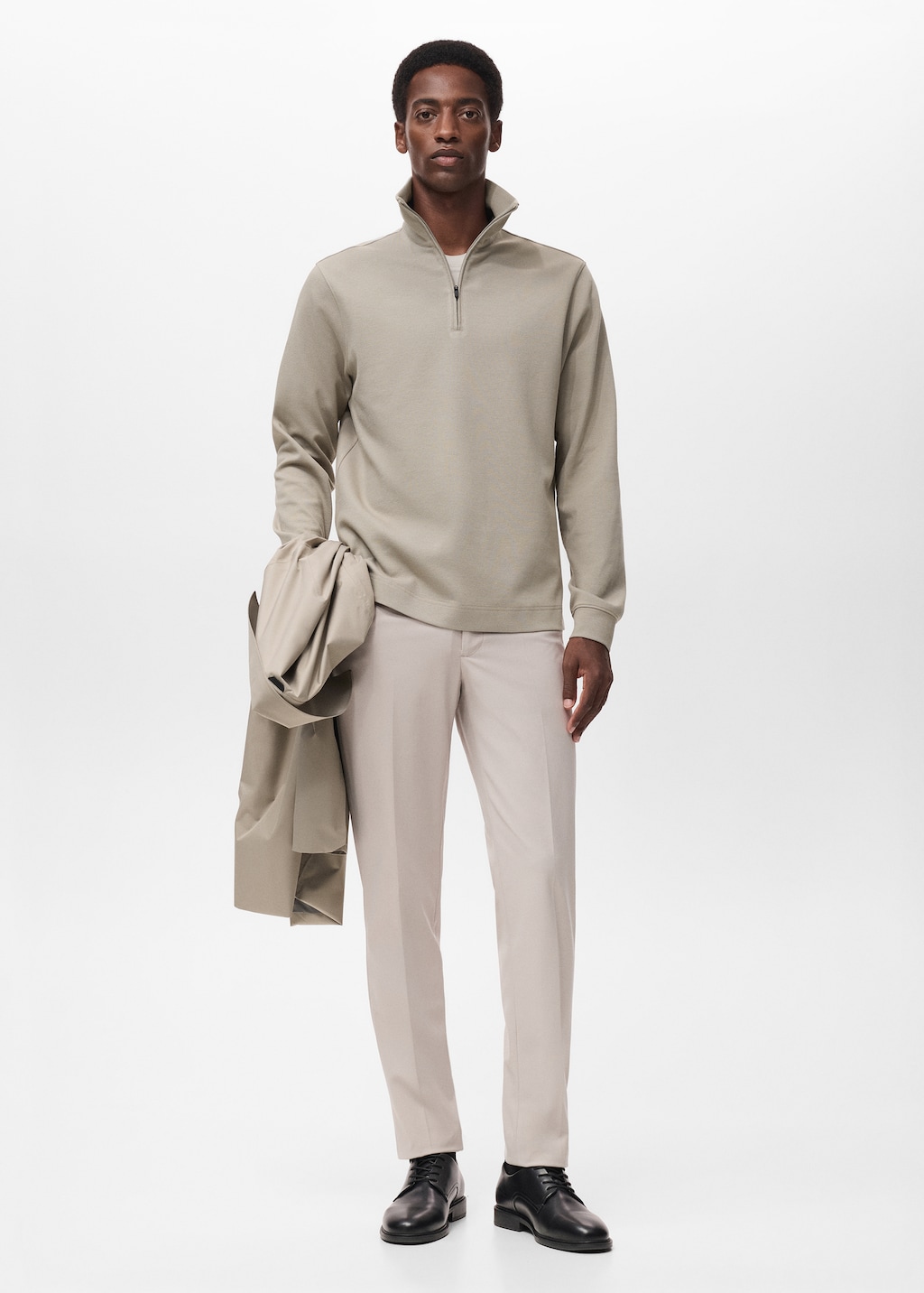 Regular-fit technical zip-up sweatshirt