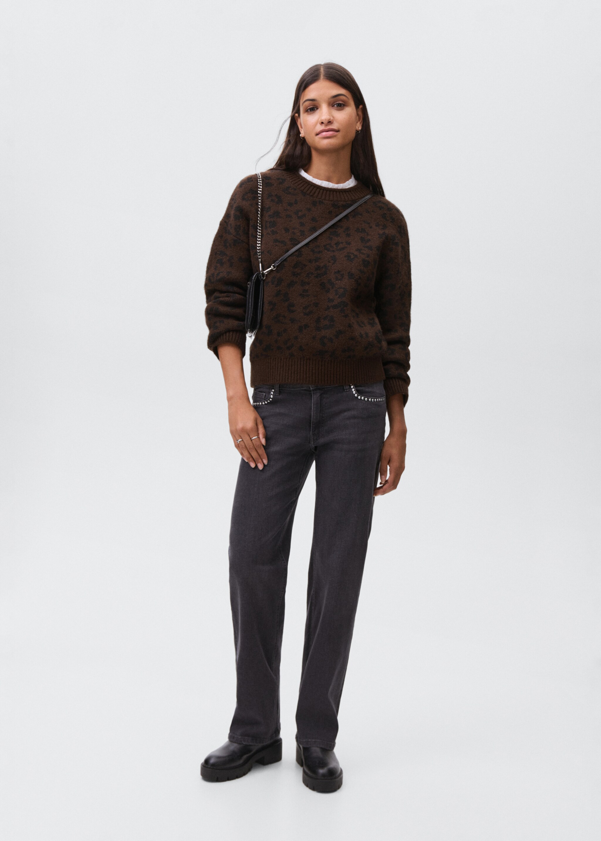 Leopard pattern sweater - General plane, Brown. Ref: 17016352-00.