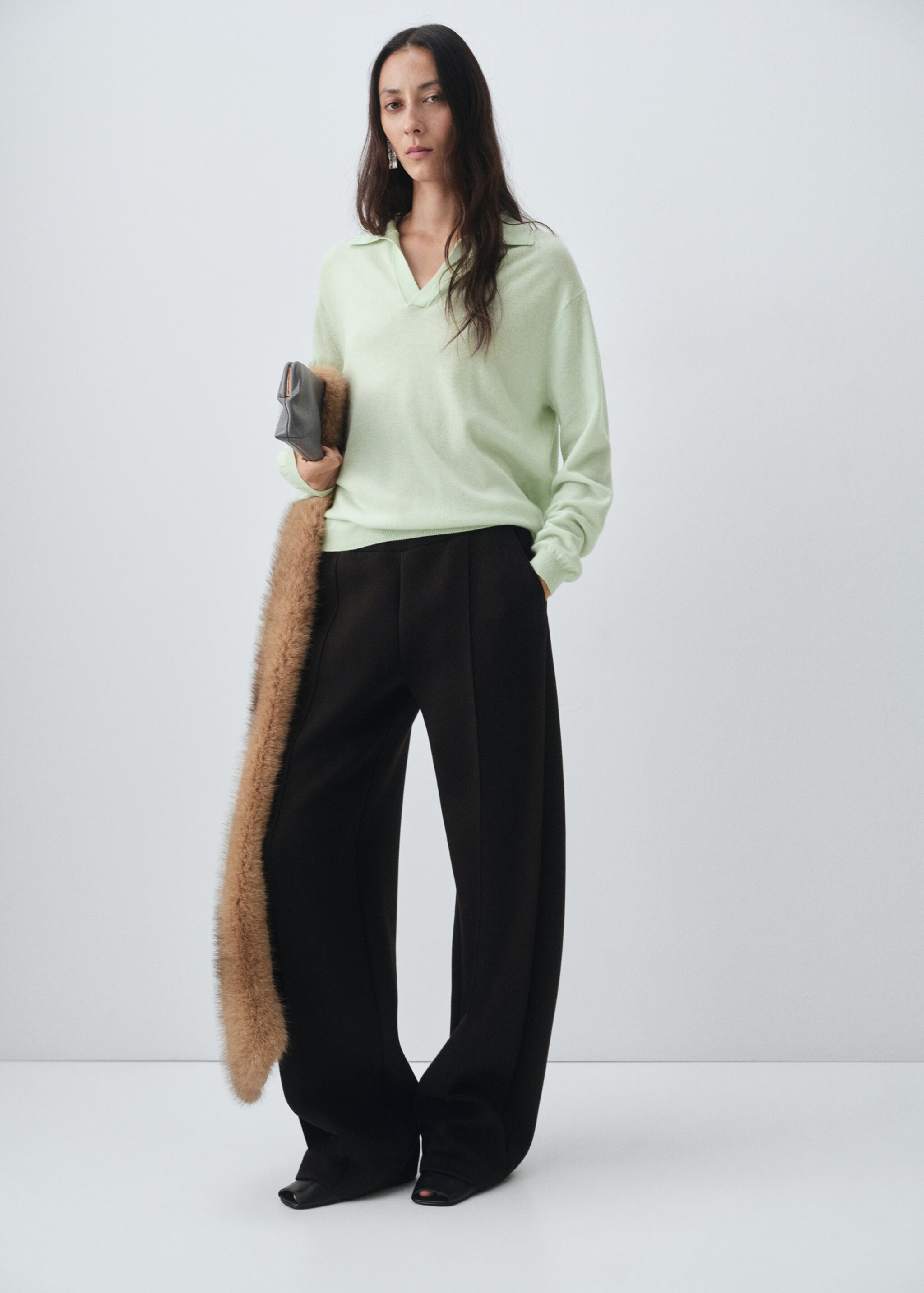 100% wool polo-neck sweater - General plane, Aqua Green. Ref: 17016355-00.