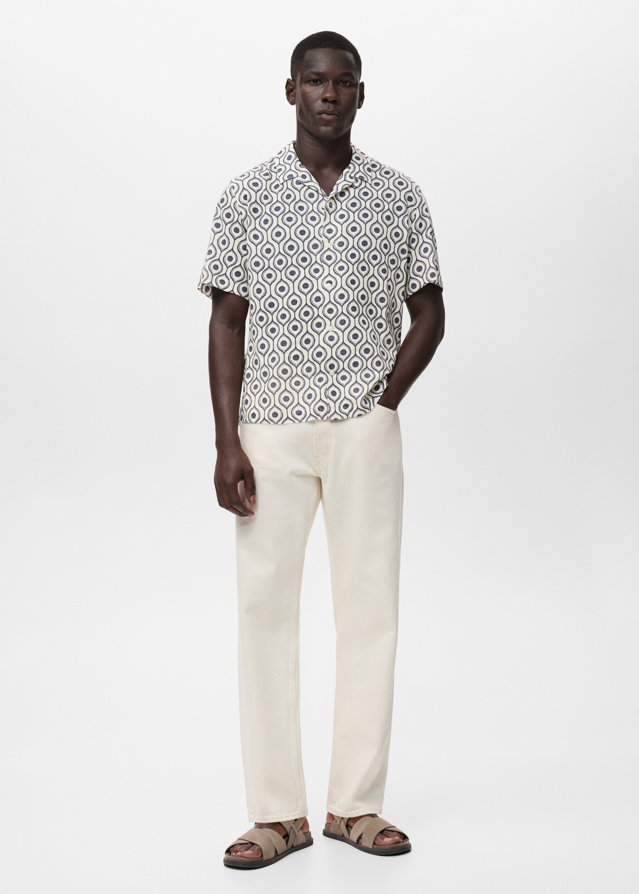 Camisa estampada relaxed fit - Plano general, Azul marino. Ref: 17016741-00.