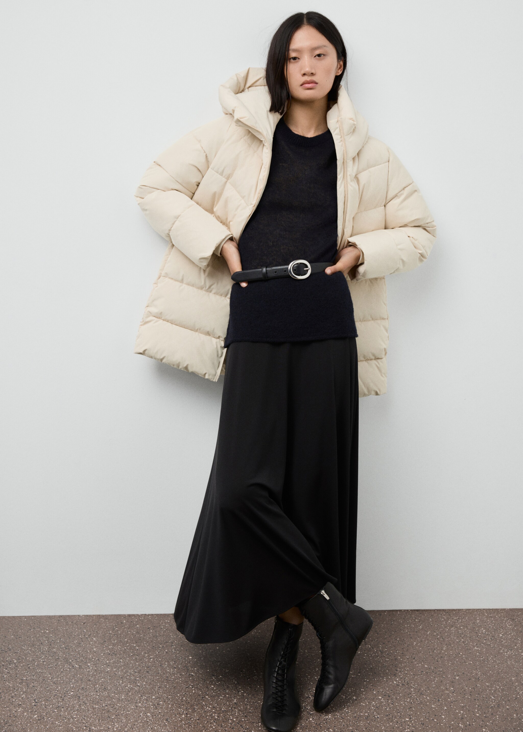 Hood quilted coat - General plane, Off White. Ref: 17017763-00.